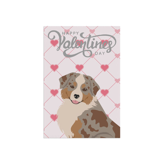 Mini American Shepherd Dog Valentines Day Garden Flag