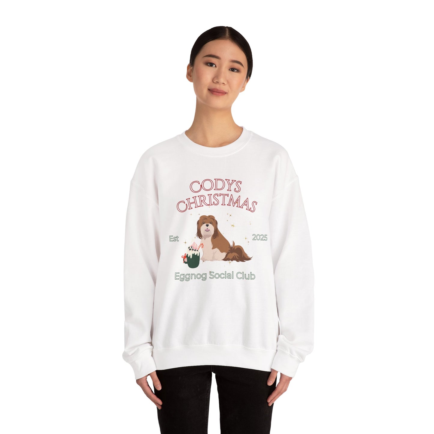 Lhasa Apso Dog Christmas Social Club Unisex Heavy Blend Crewneck Sweatshirt Custom Name