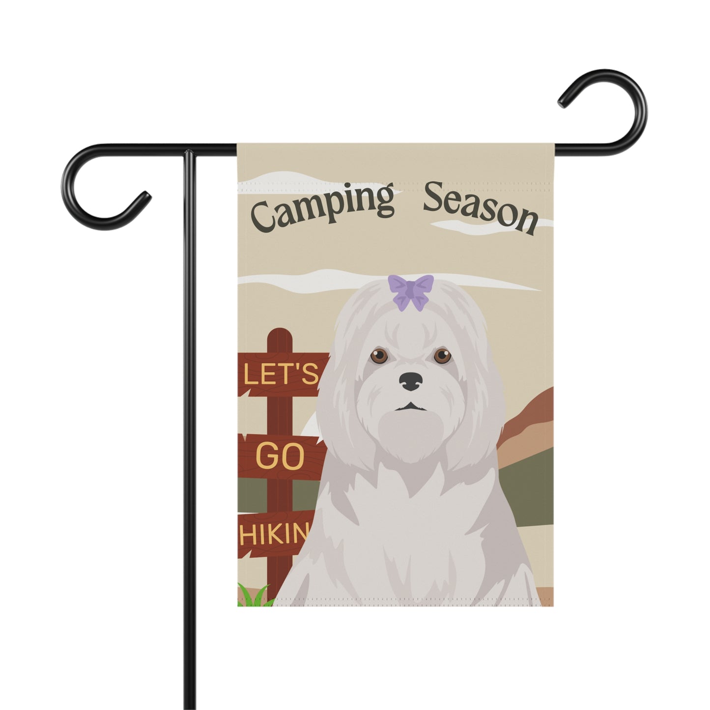 Maltese Dog Camping Garden Flag