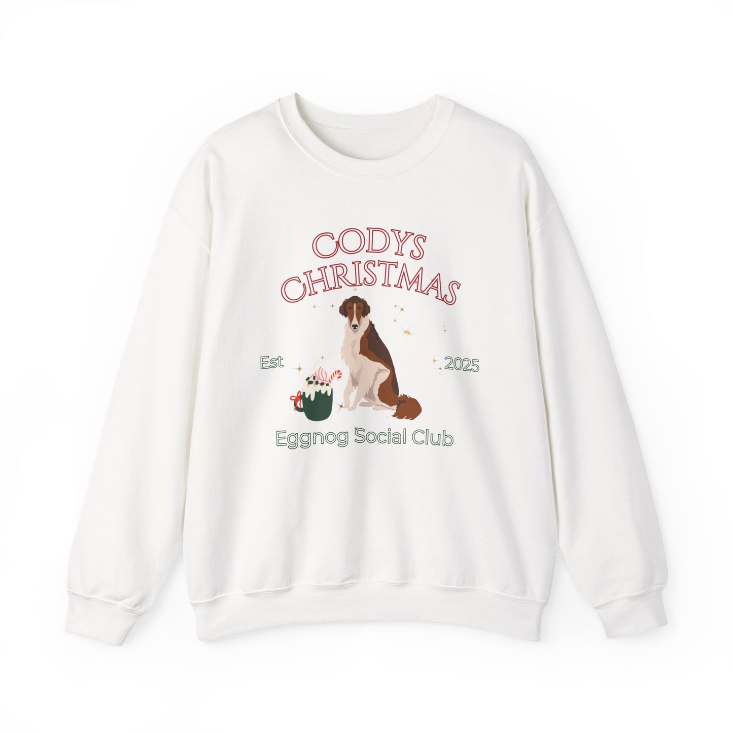 Borzoi Dog Christmas Social Club Unisex Heavy Blend Crewneck Sweatshirt Custom Name
