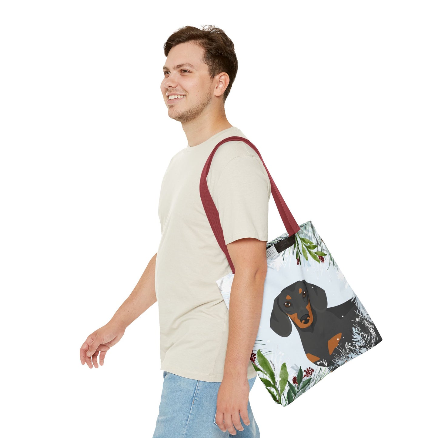 Dachshund Dog Christmas Holiday Tote Bag 16x16