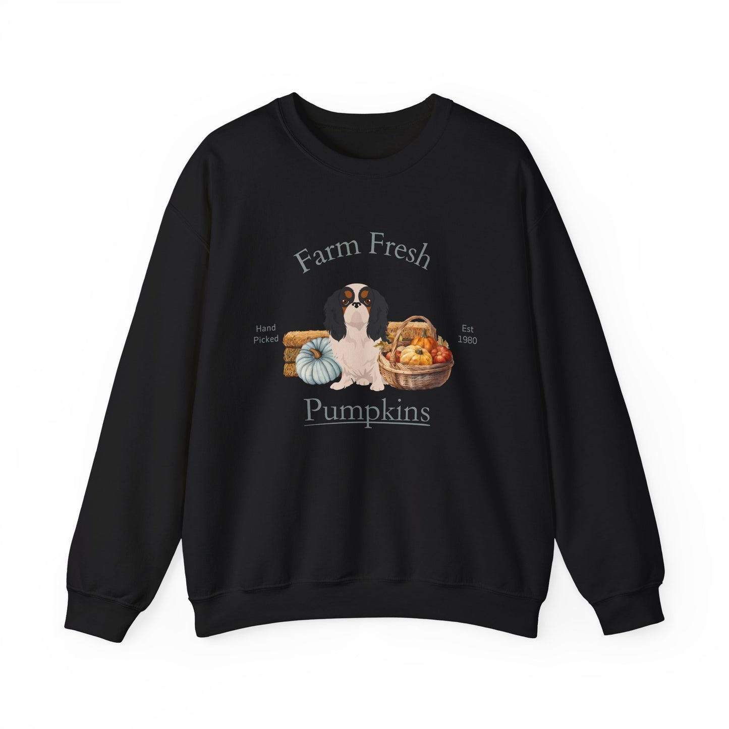 English Toy Spaniel Dog Fall Farm Fresh Unisex Heavy Blend Crewneck Sweatshirt