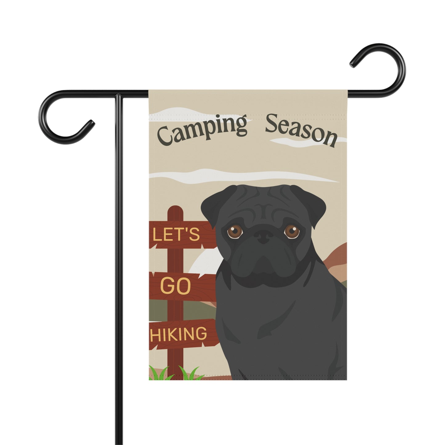 Pug Dog Camping Garden Flag