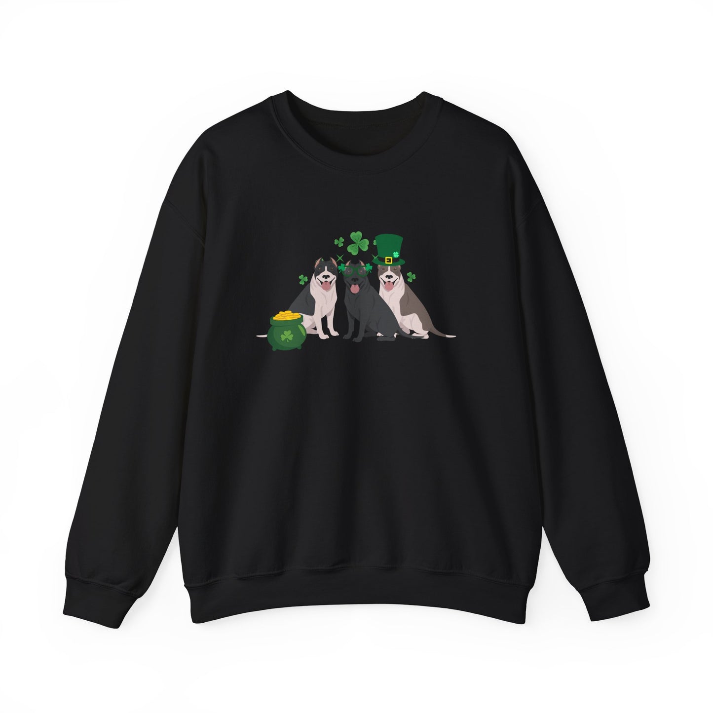 Pit Bull Terrier Dog St Patricks Day Unisex Heavy Blend Crewneck Sweatshirt, St Pattys day, Cute Dog Mom Gift