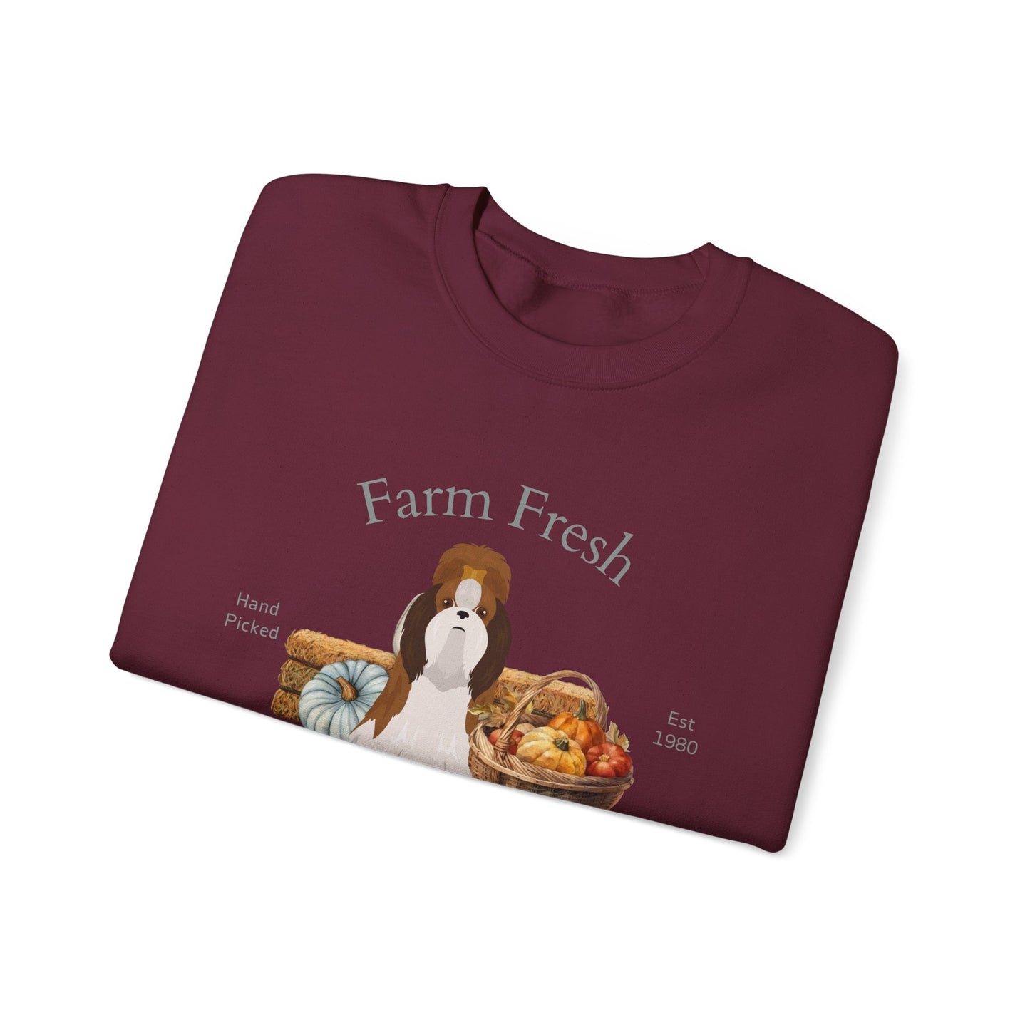 Shih Tzu Dog Fall Farm Fresh Unisex Heavy Blend Crewneck Sweatshirt