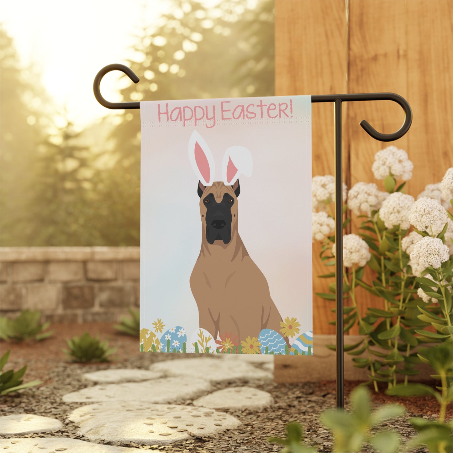 Great Dane Dog Happy Easter Garden Flag