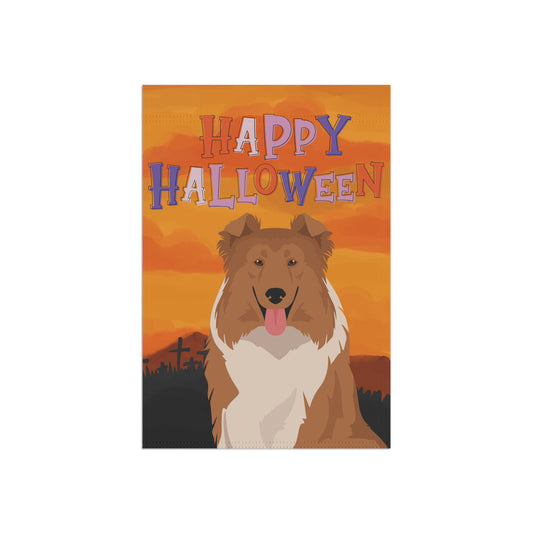 Collie Dog Halloween Garden Flag