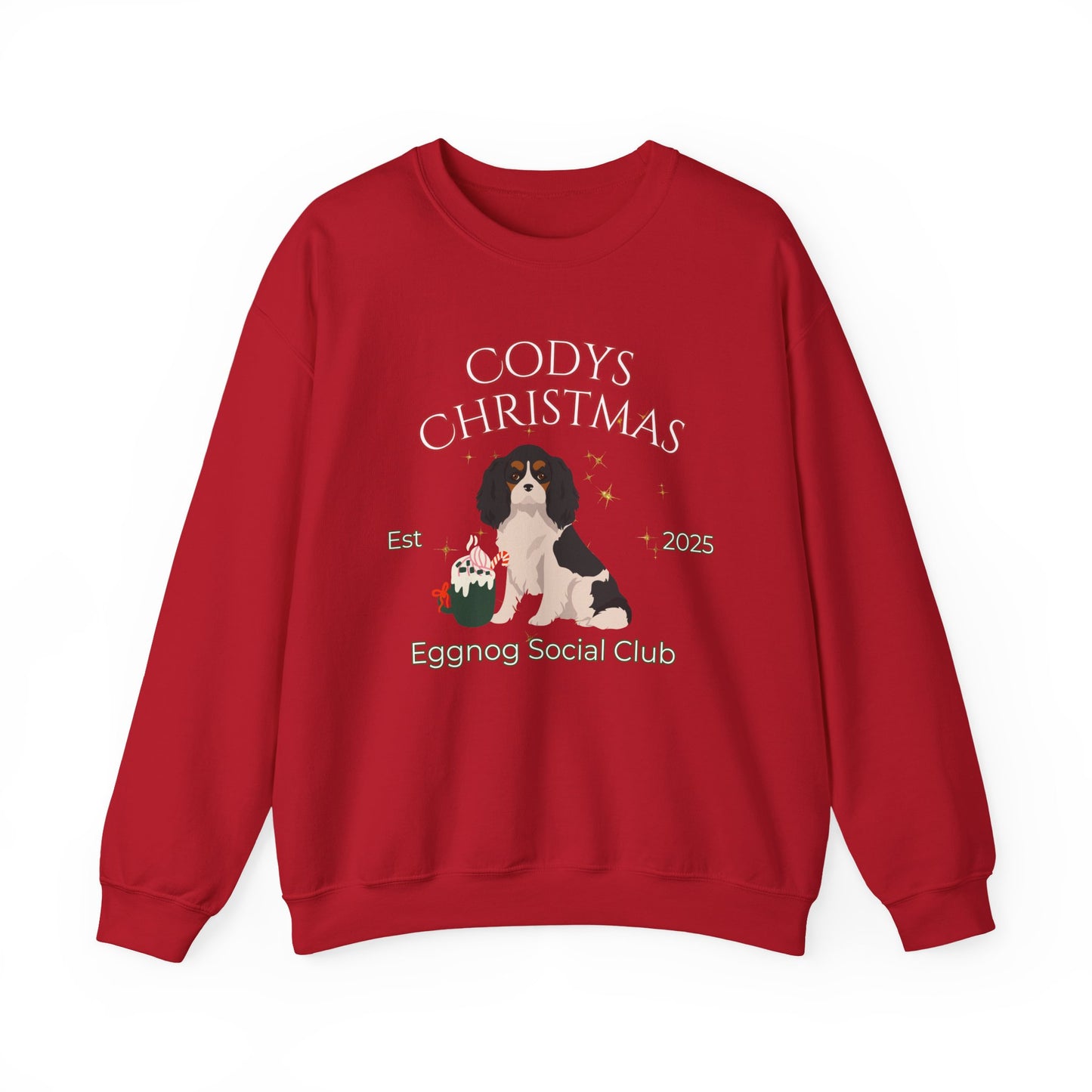 Cavalier King Charles Spaniel Dog Christmas Social Club Unisex Heavy Blend Crewneck Sweatshirt Custom Name