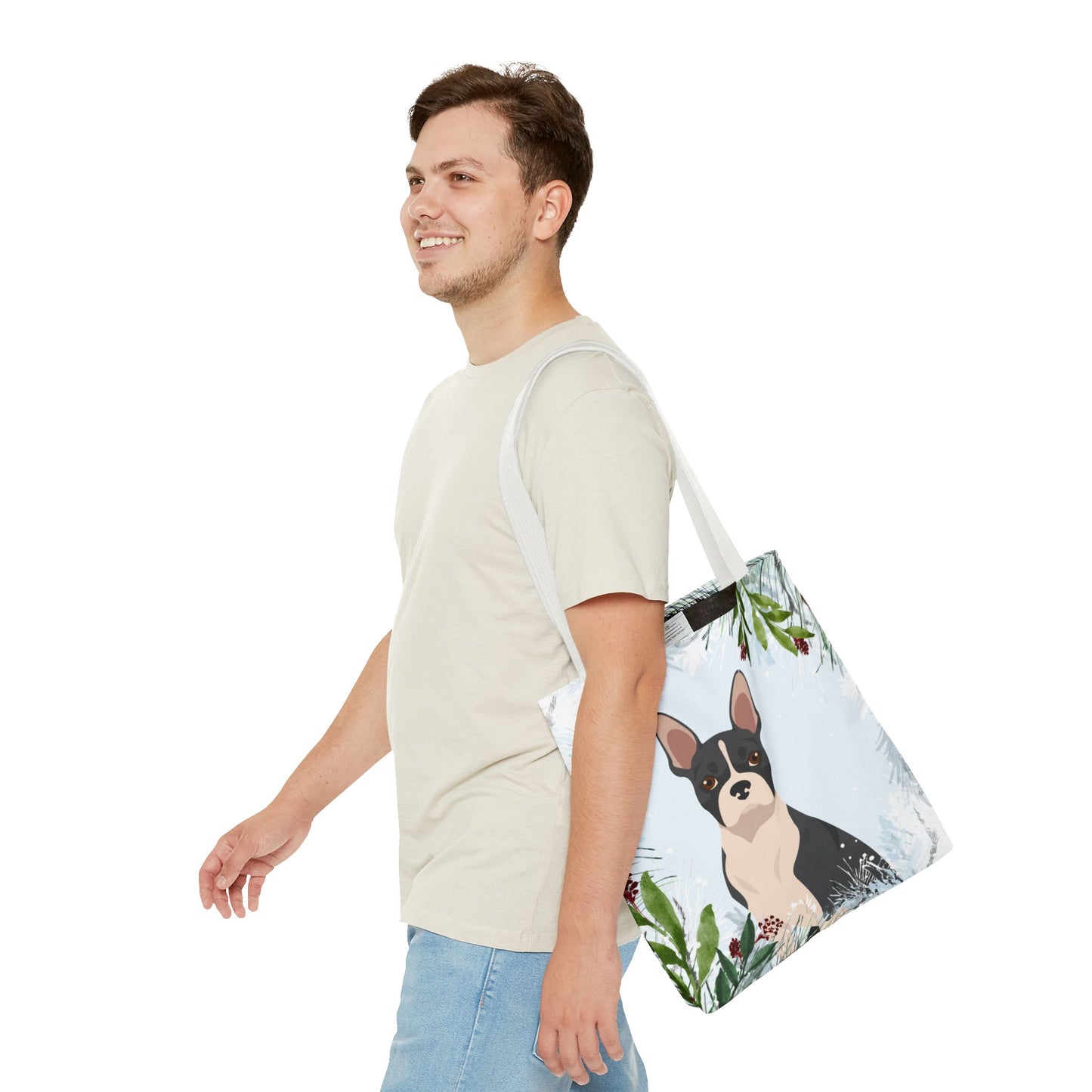 Boston Terrier Dog Christmas Holiday Tote Bag 16x16