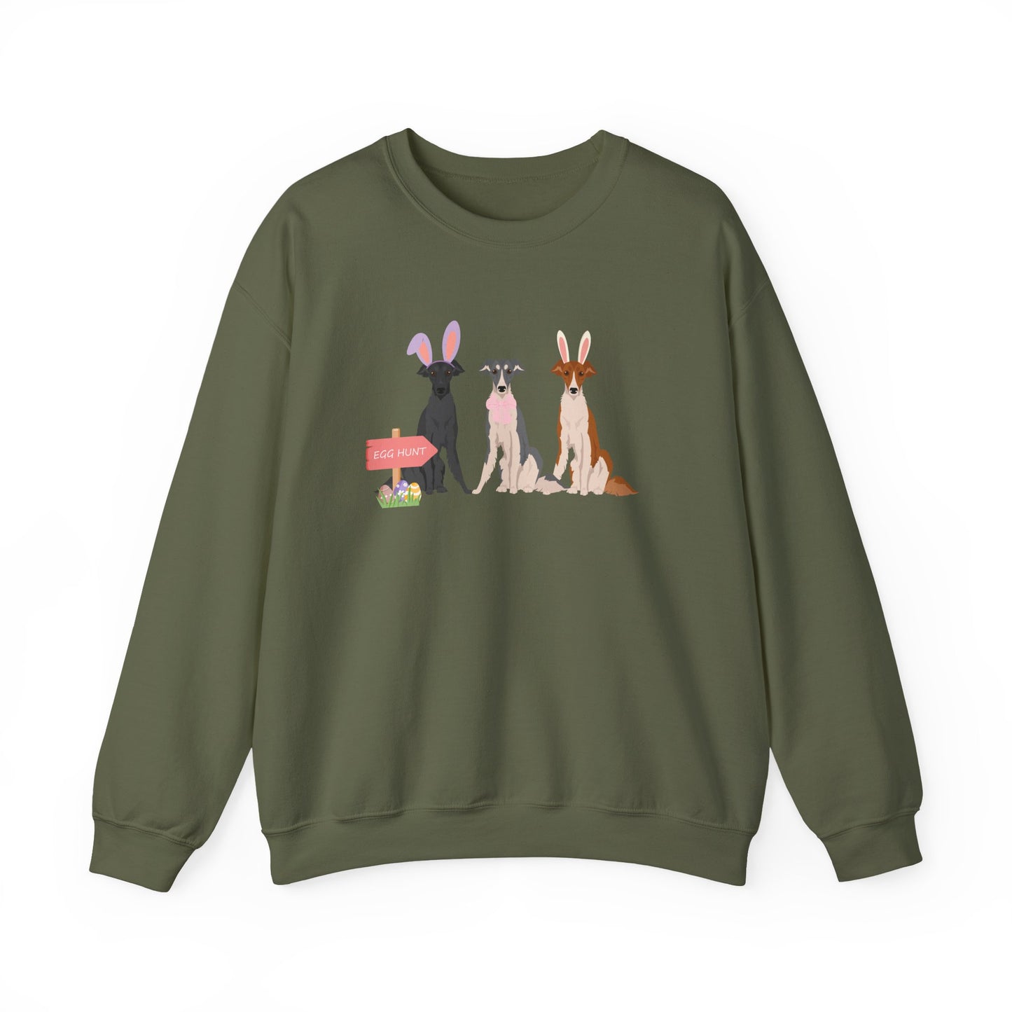 Silken Windhound Dog Easter Unisex Heavy Blend Crewneck Sweatshirt, easter, Cute Dog Mom Gift