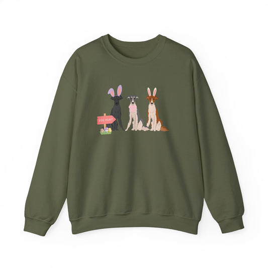 Silken Windhound Dog Easter Unisex Heavy Blend Crewneck Sweatshirt, easter, Cute Dog Mom Gift
