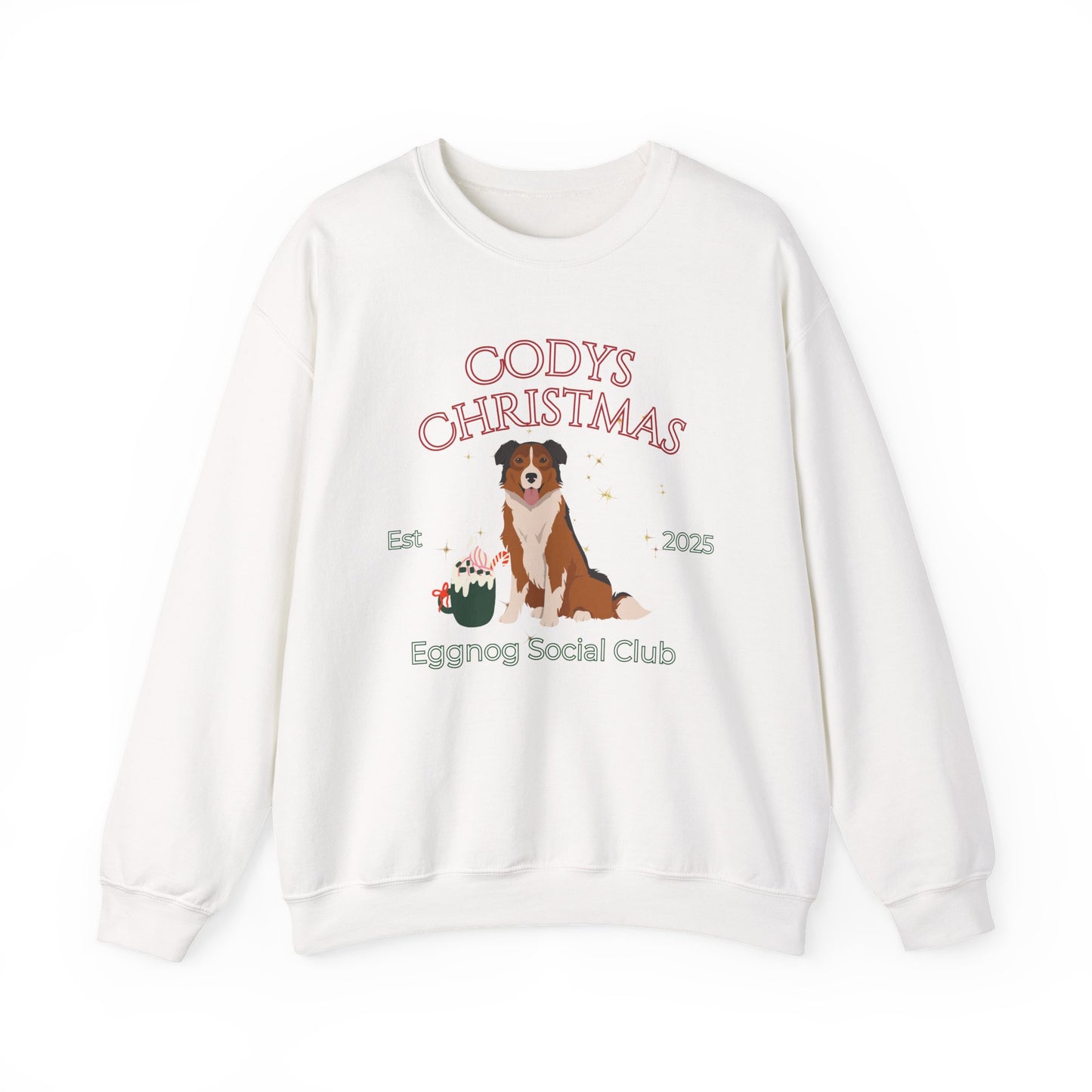 English Shepherd Dog Christmas Social Club Unisex Heavy Blend Crewneck Sweatshirt Custom Name