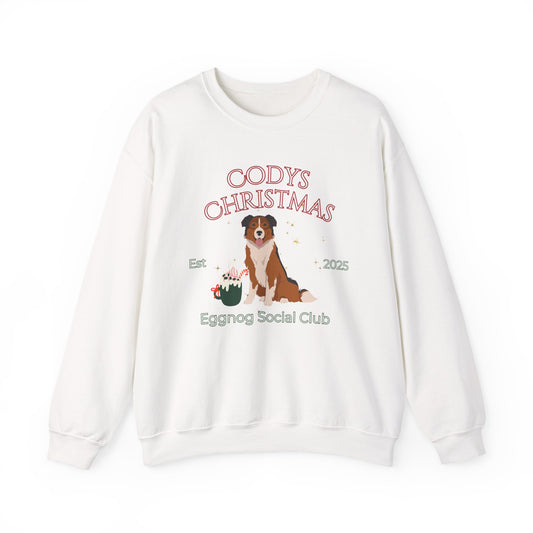 English Shepherd Dog Christmas Social Club Unisex Heavy Blend Crewneck Sweatshirt Custom Name
