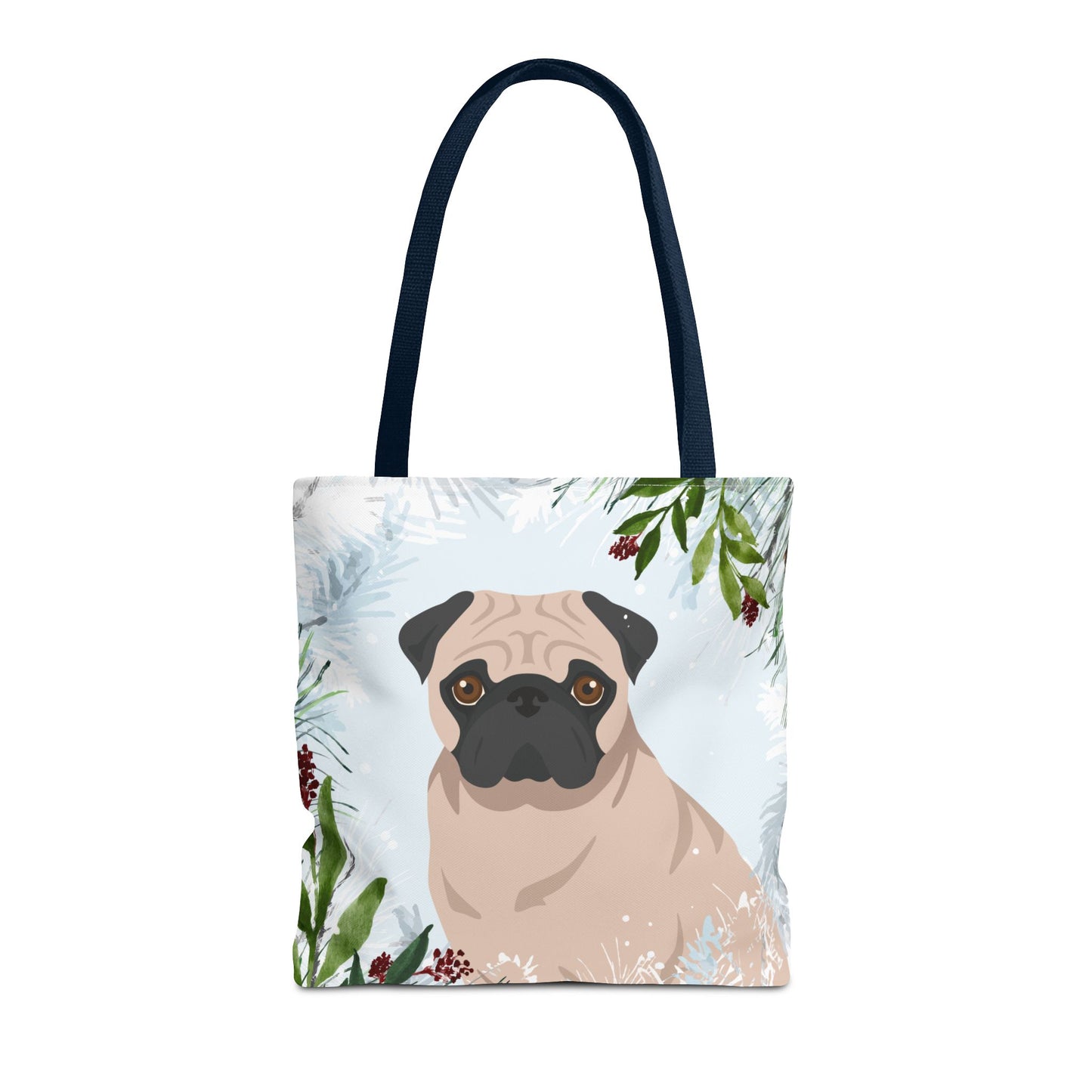 Pug Dog Christmas Holiday Tote Bag 16x16