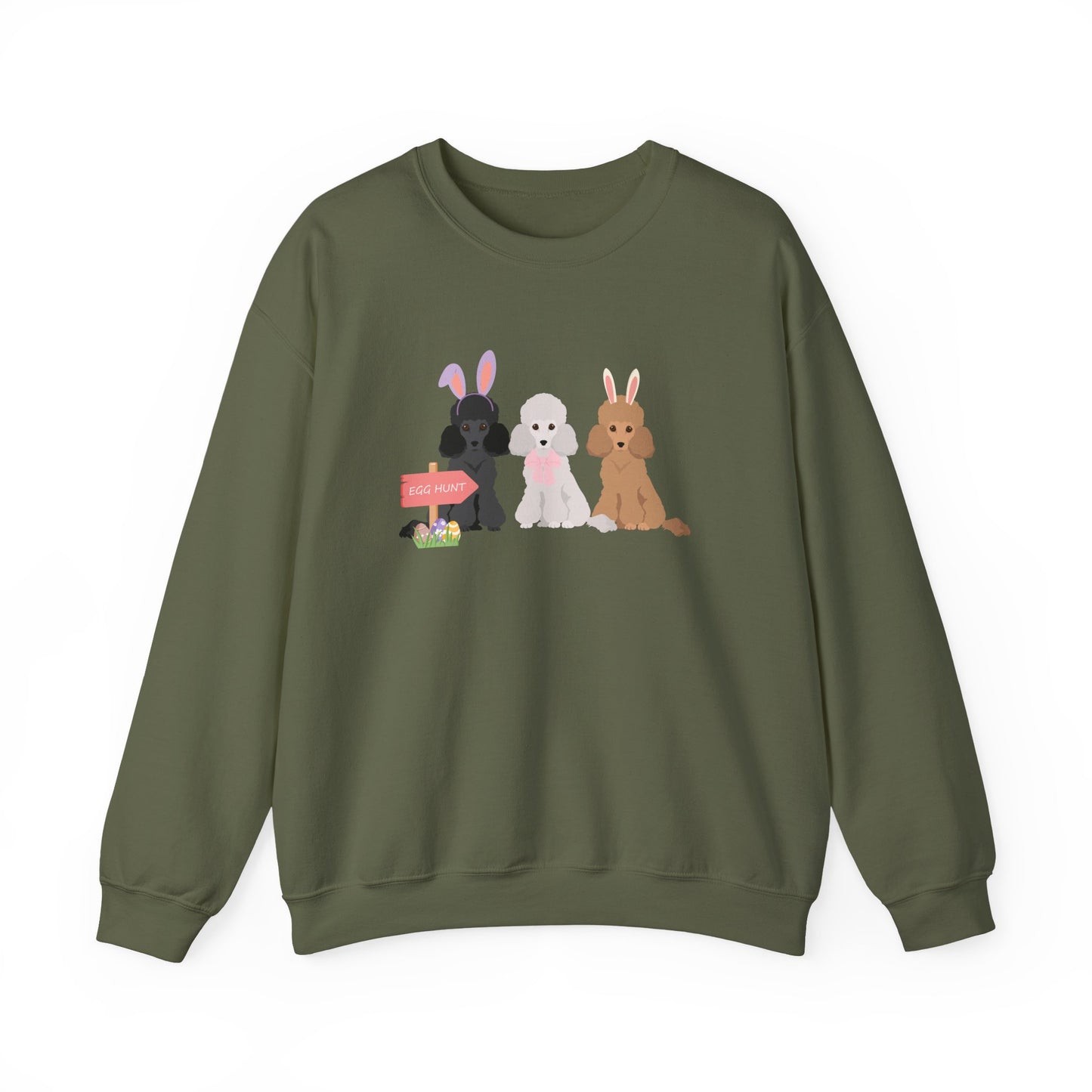 Poodle Dog Easter Unisex Heavy Blend Crewneck Sweatshirt, easter, Cute Dog Mom Gift