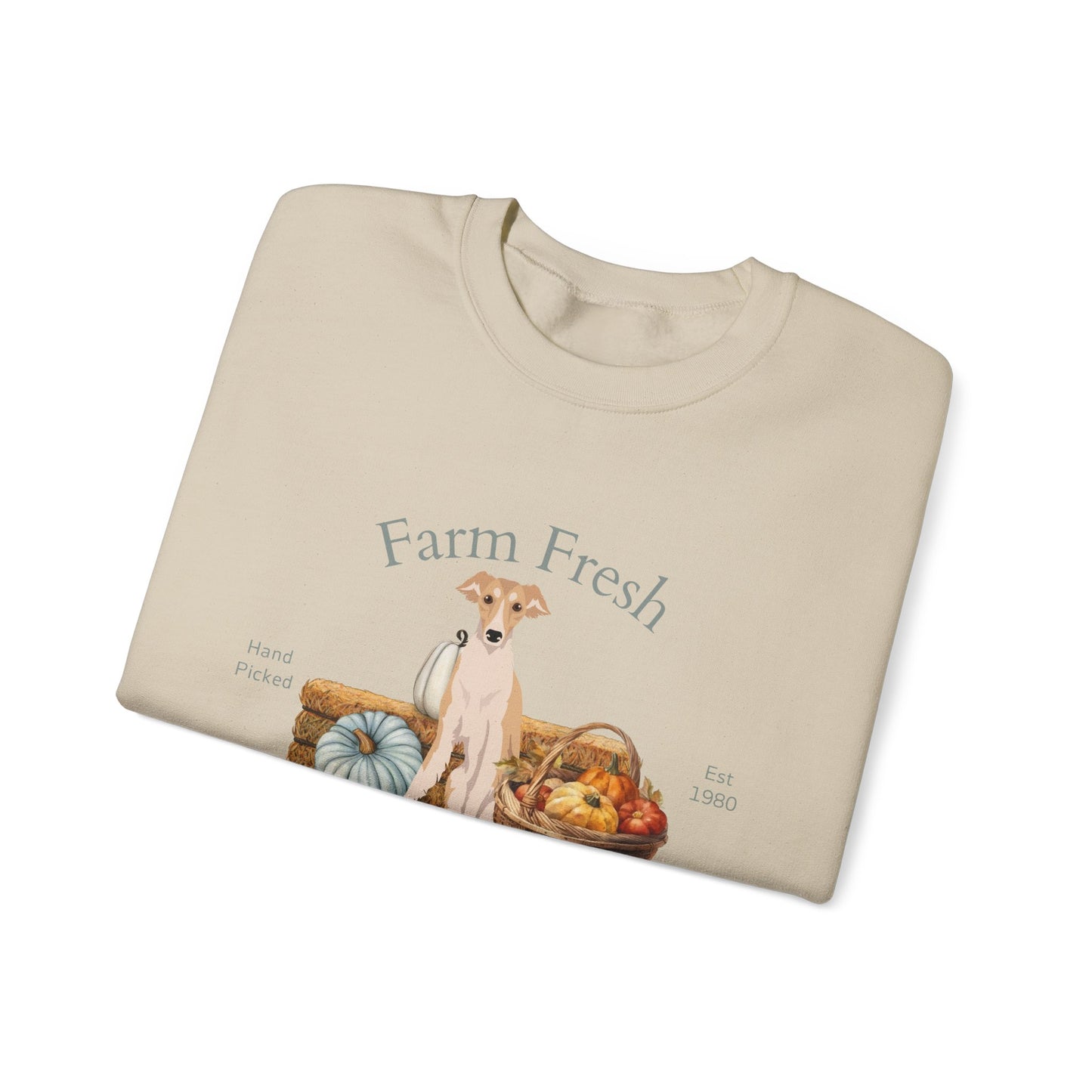 Silken Windhound Dog Fall Farm Fresh Unisex Heavy Blend Crewneck Sweatshirt
