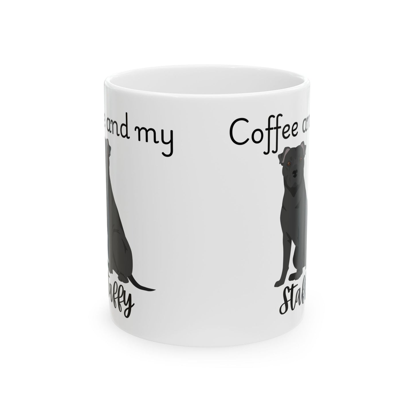 Coffee and My Staffy Ceramic Mug | Dog Lover Gift, Pet Owner Cup, Cute Mug for Dog Moms, Funny Mug for Coffee Lovers