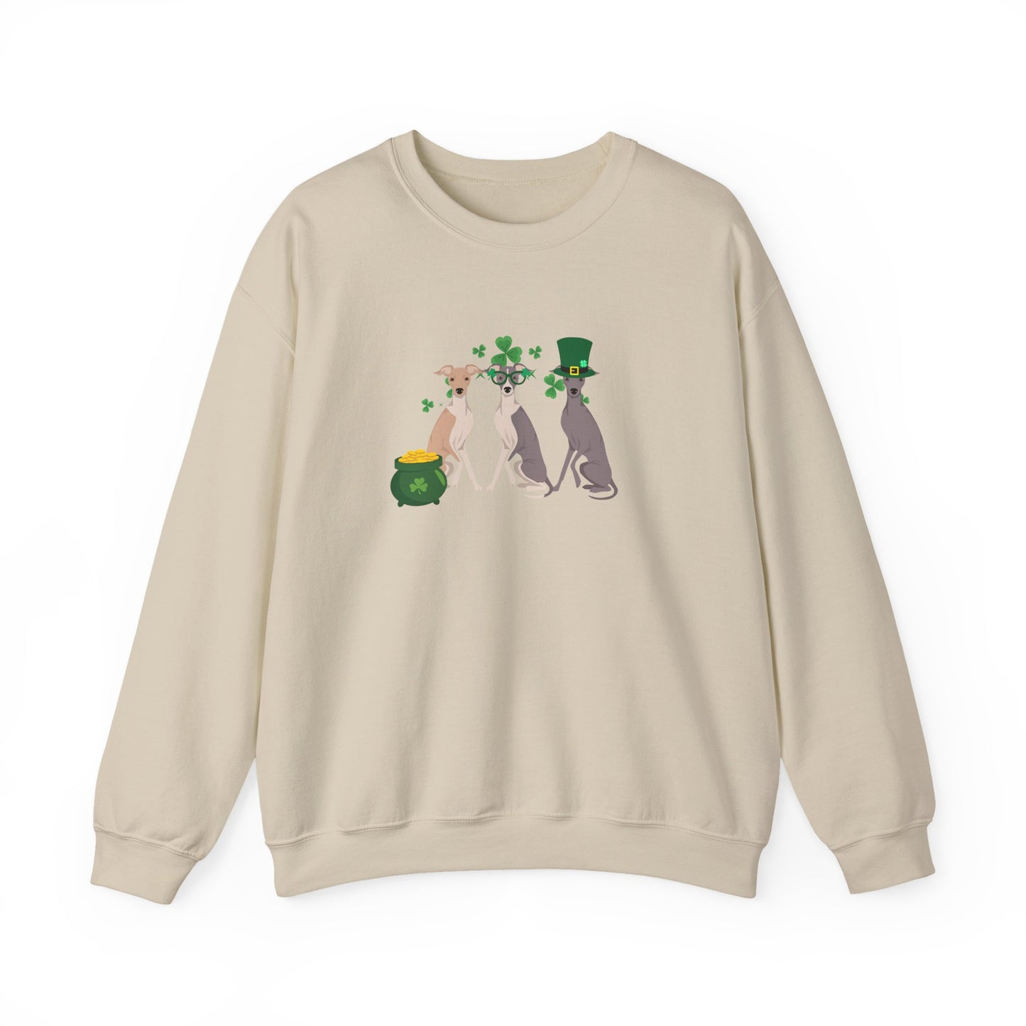 Italian Greyhound Dog St Patricks Day Unisex Heavy Blend Crewneck Sweatshirt, St Pattys day, Cute Dog Mom Gift