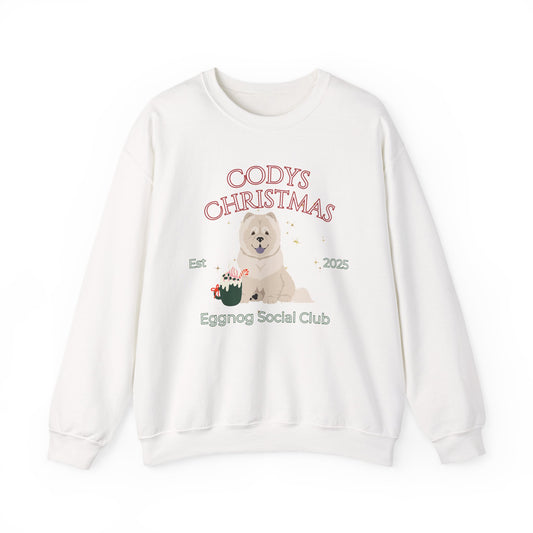 Chow Chow Dog Christmas Social Club Unisex Heavy Blend Crewneck Sweatshirt Custom Name