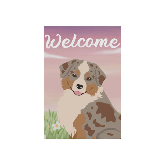 Miniature American Shepherd Dog Welcome Garden Flag
