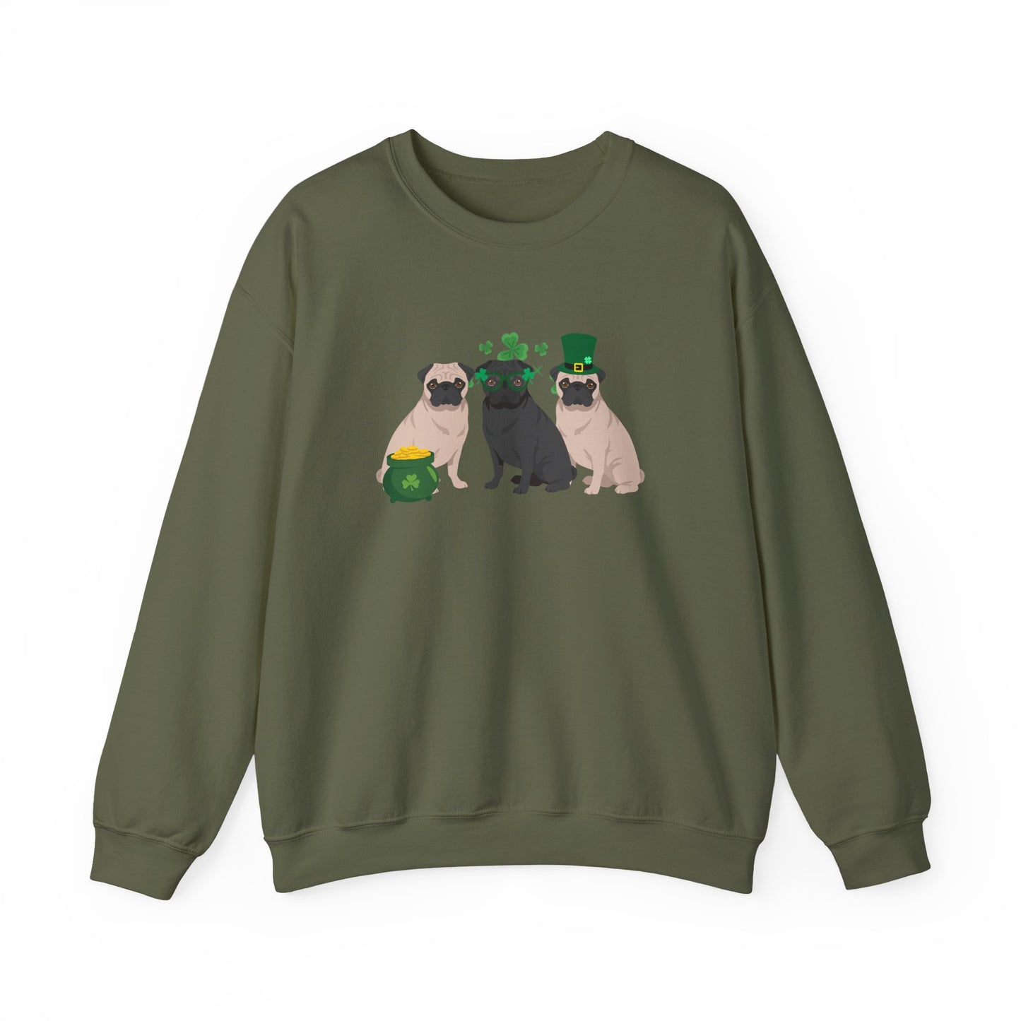 Pug Dog St Patricks Day Unisex Heavy Blend Crewneck Sweatshirt, St Pattys day, Cute Dog Mom Gift