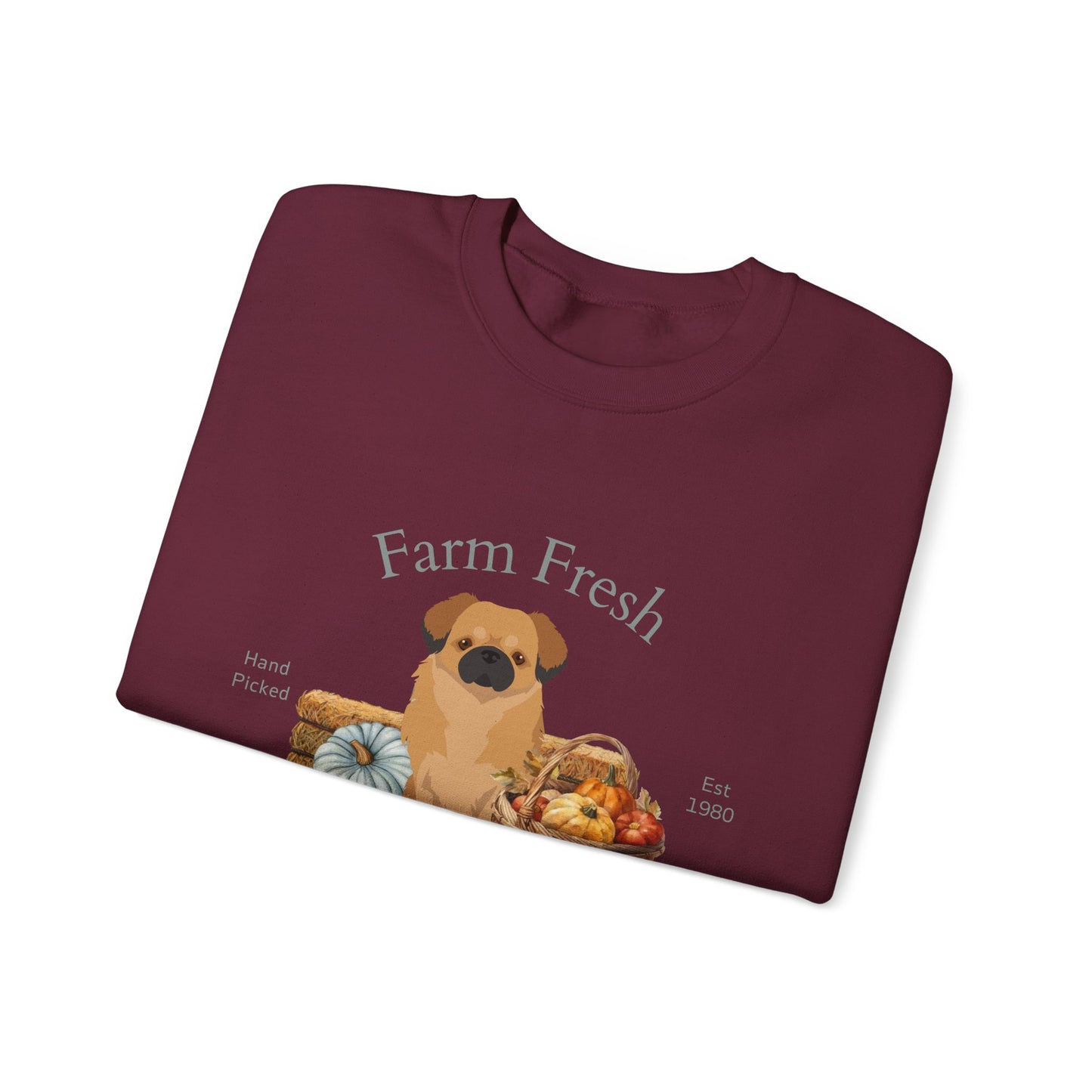 Tibetan Spaniel Dog Fall Farm Fresh Unisex Heavy Blend Crewneck Sweatshirt