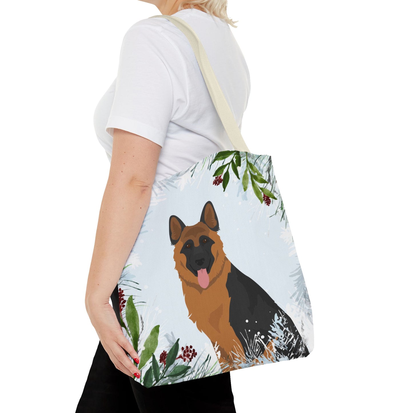 German Shepherd Dog Christmas Holiday Tote Bag 16x16