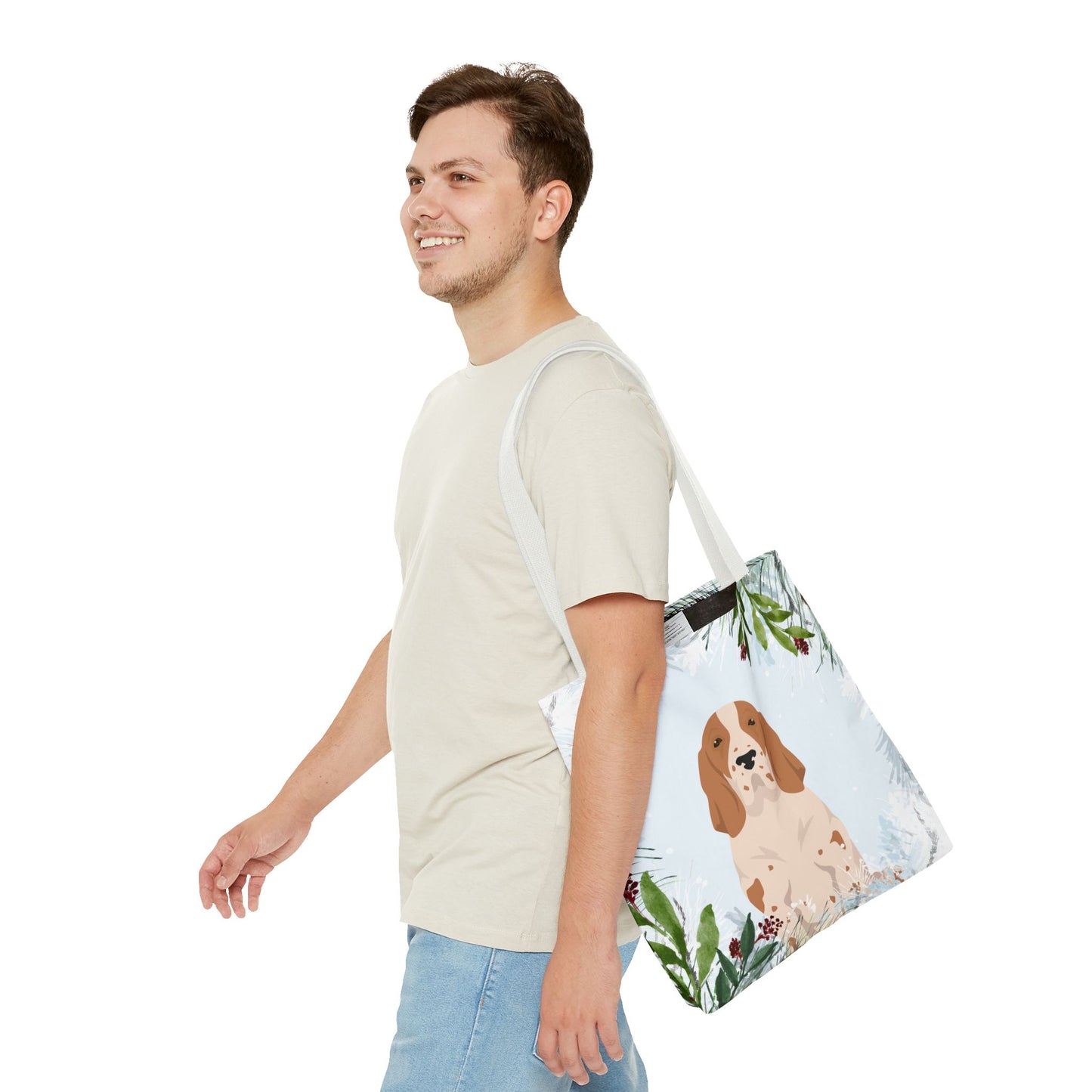 Bracco Italiano Dog Christmas Holiday Tote Bag 16x16