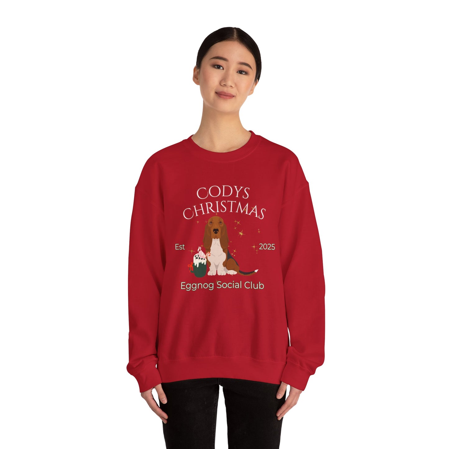 Basset Hound Dog Christmas Social Club Unisex Heavy Blend Crewneck Sweatshirt Custom Name