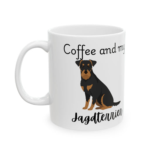 Coffee and My Jagdterrier Ceramic Mug | Dog Lover Gift, Pet Owner Cup, Cute Mug for Dog Moms, Funny Mug for Coffee Lovers