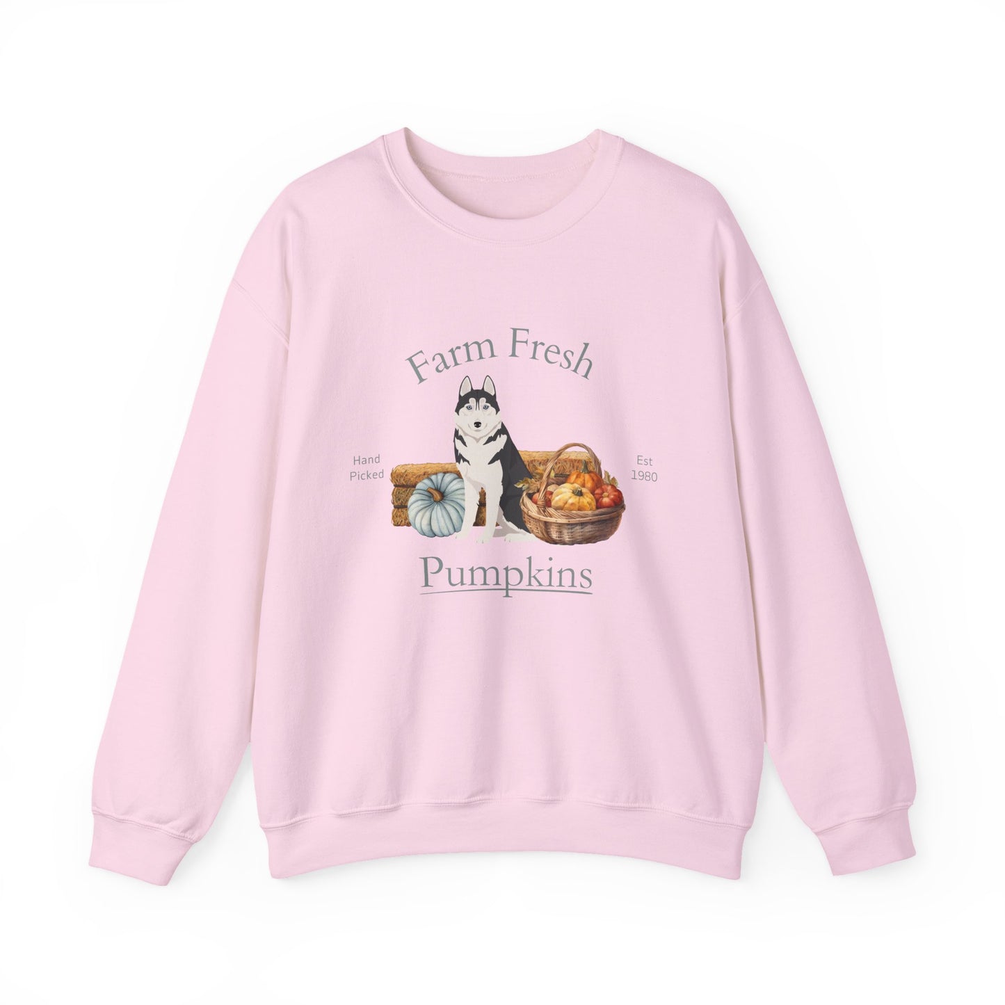 Siberian Husky Dog Fall Farm Fresh Unisex Heavy Blend Crewneck Sweatshirt