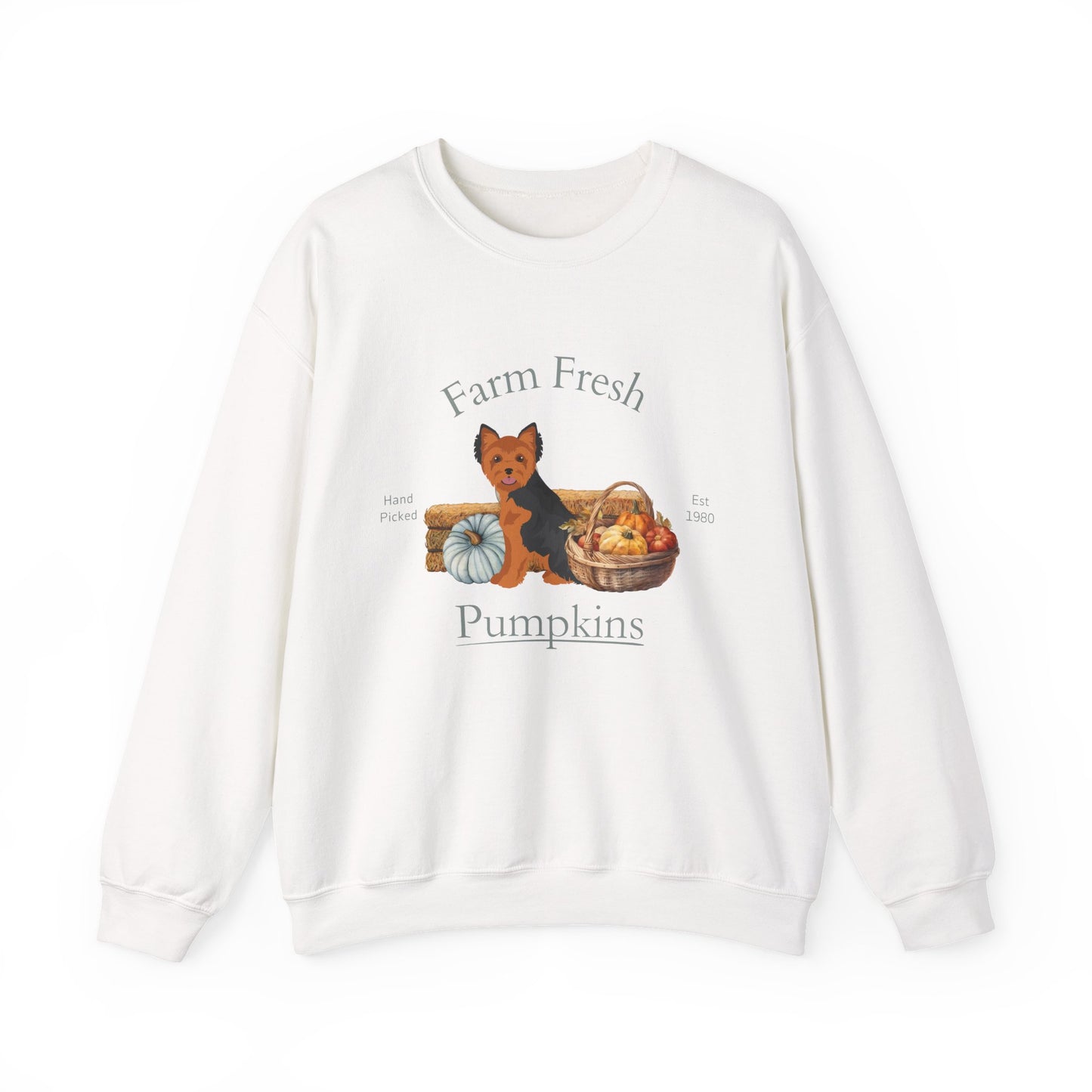 Yorkshire Terrier Dog Fall Farm Fresh Unisex Heavy Blend Crewneck Sweatshirt