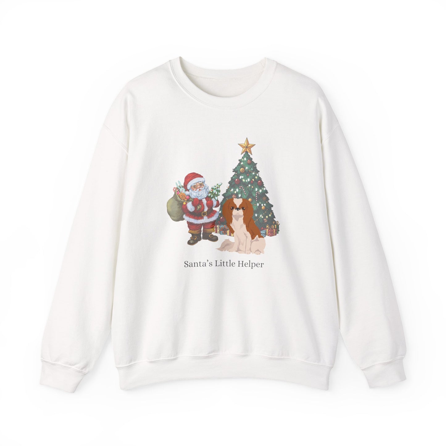 Japanese Chin Dog Santa's Little Helper Unisex Heavy Blend Crewneck Sweatshirt
