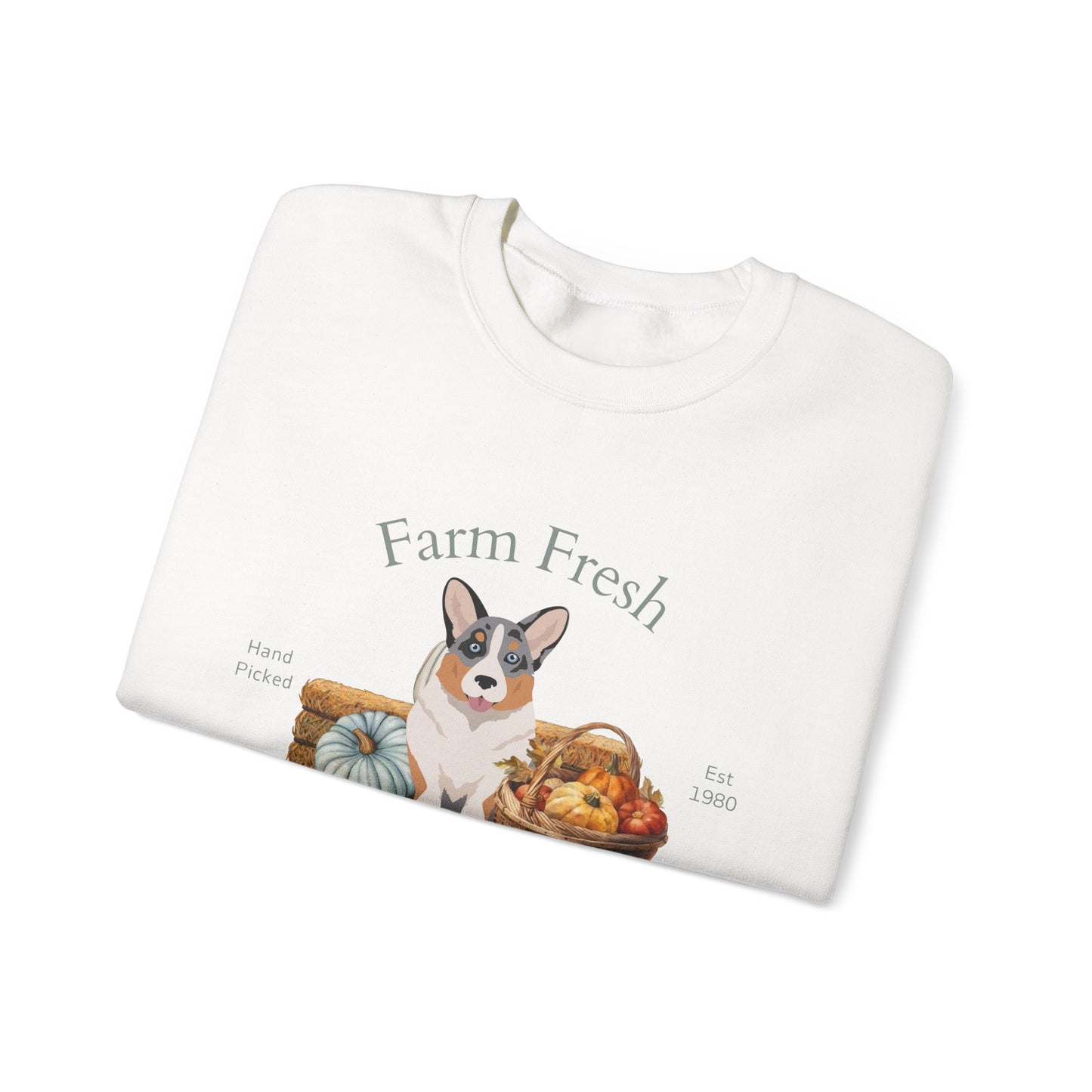Cardigan Welsh Corgi Dog Fall Farm Fresh Unisex Heavy Blend Crewneck Sweatshirt