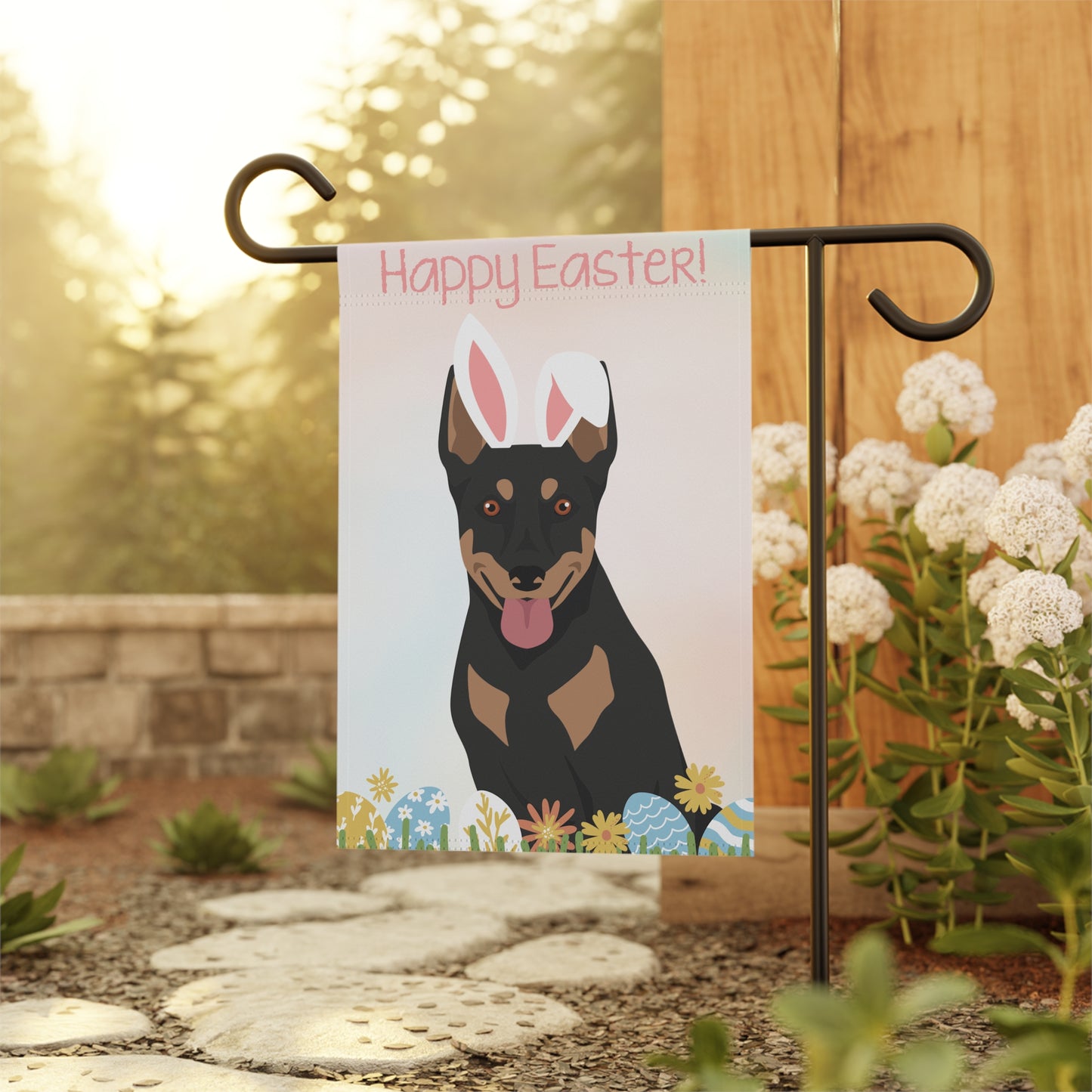 Australian Kelpie Dog Happy Easter Garden Flag