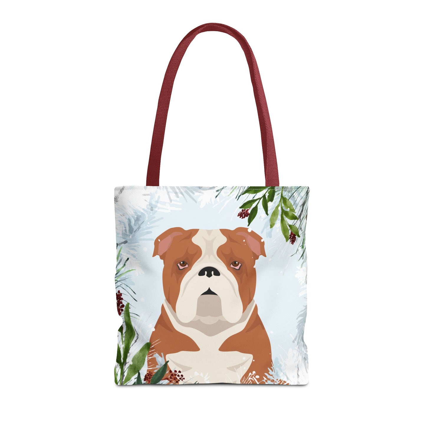Bulldog Dog Christmas Holiday Tote Bag 16x16