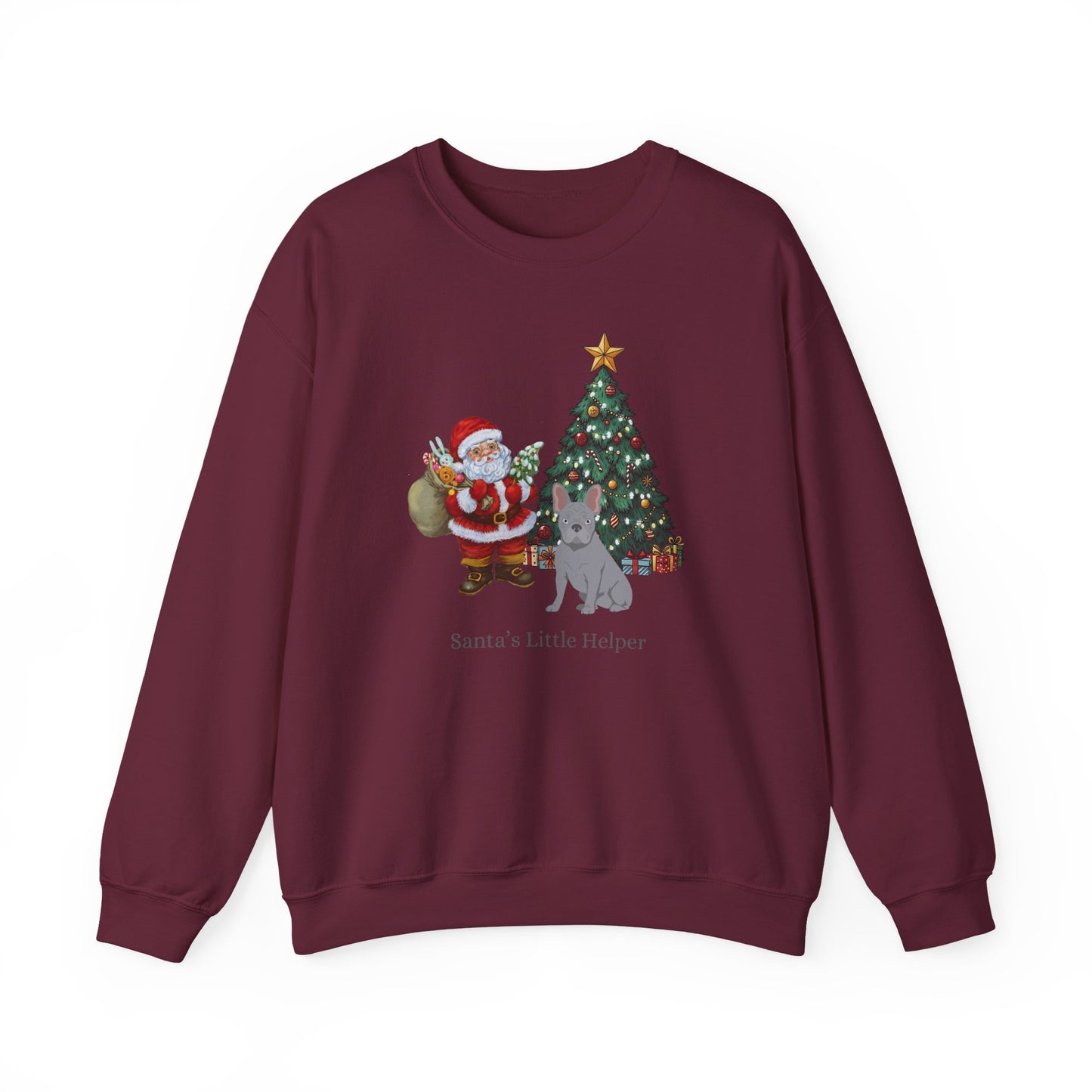 French Bulldog Dog Santa's Little Helper Unisex Heavy Blend Crewneck Sweatshirt
