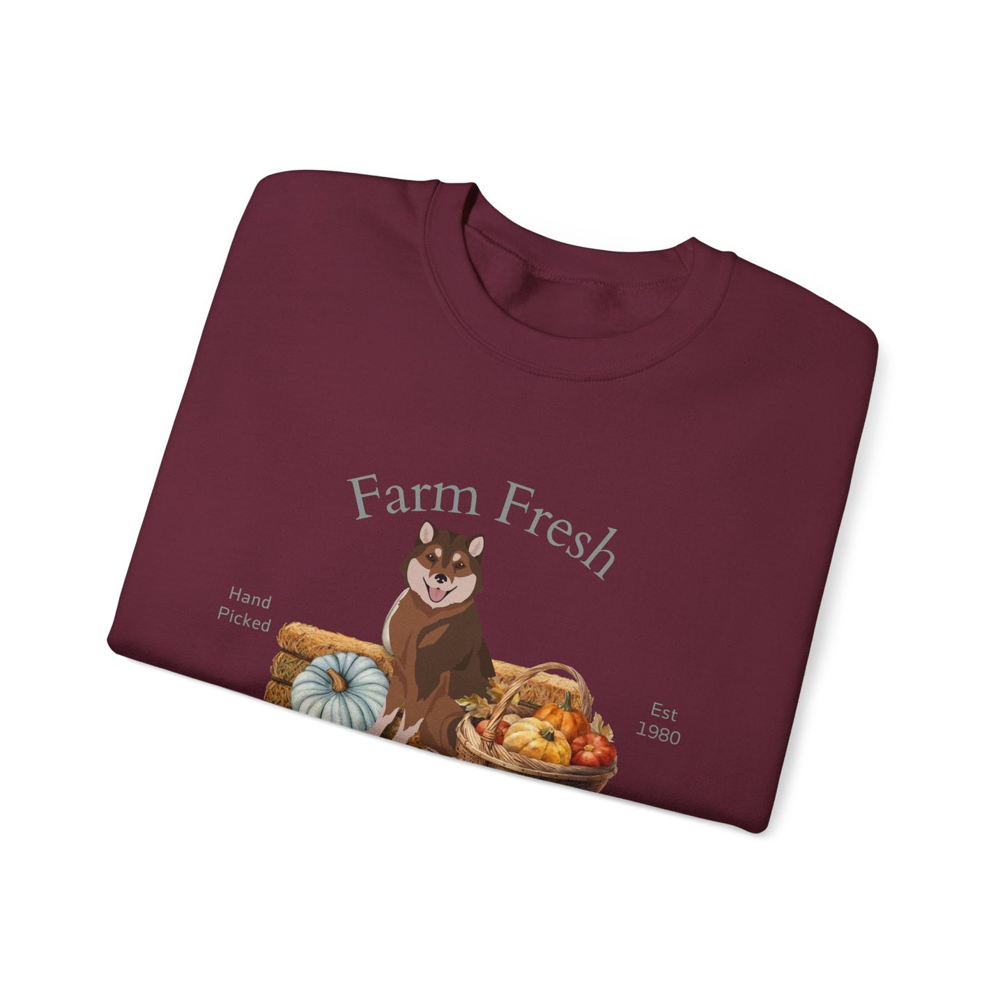 Hokkaido Dog Fall Farm Fresh Unisex Heavy Blend Crewneck Sweatshirt