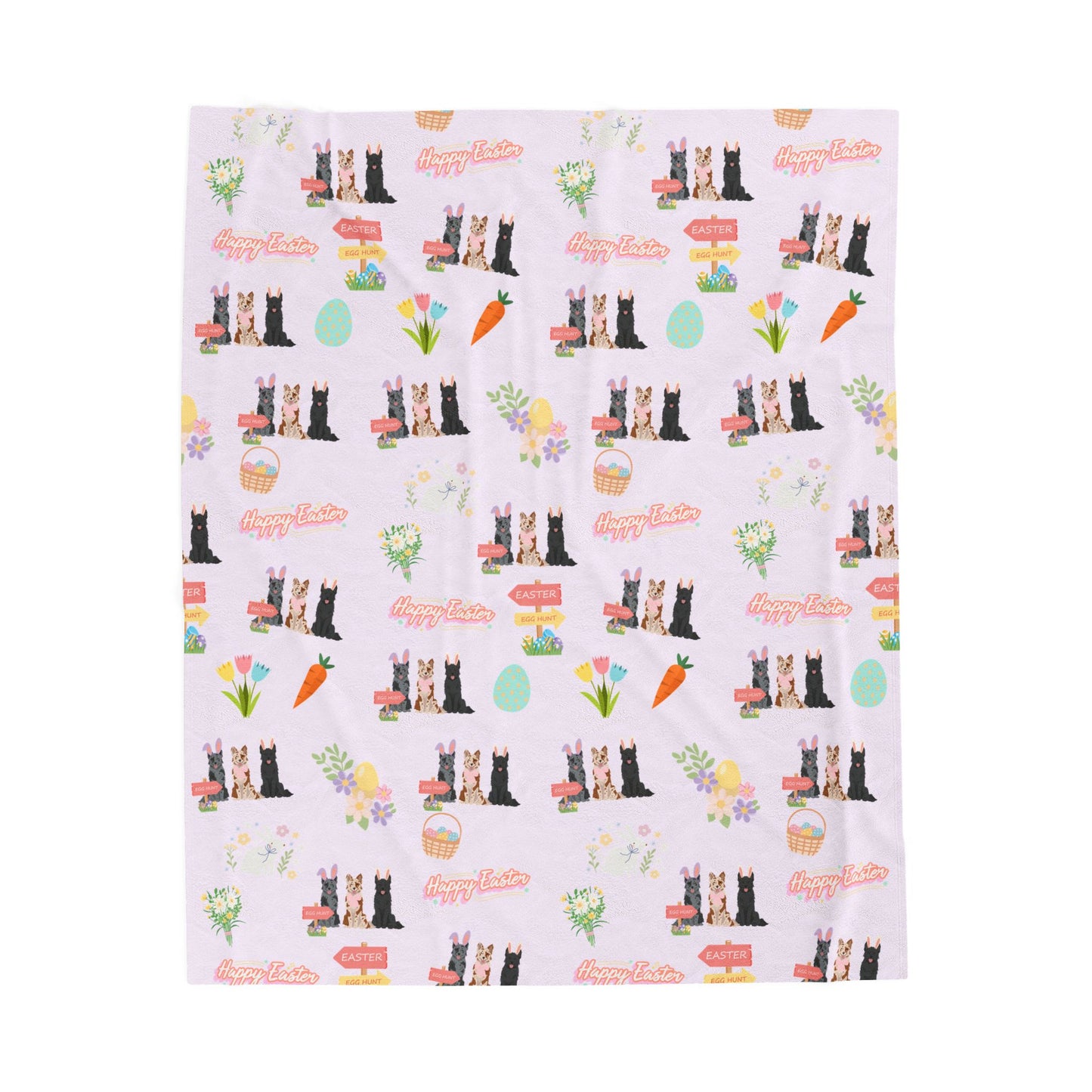 Mudi Dog Easter Velveteen Plush Blanket
