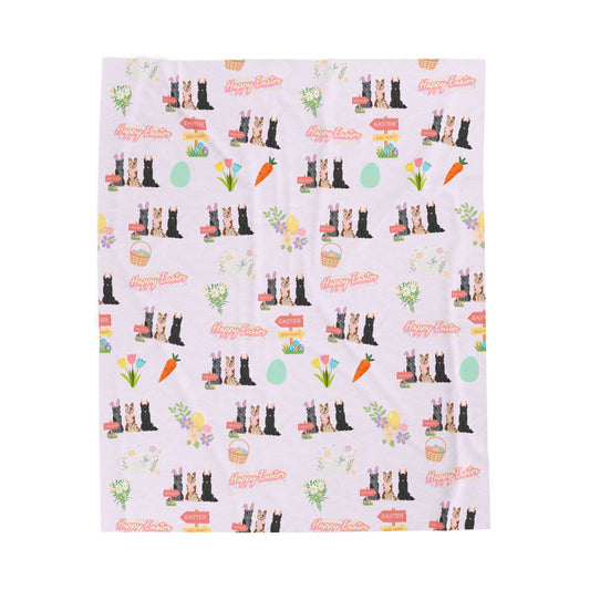 Mudi Dog Easter Velveteen Plush Blanket