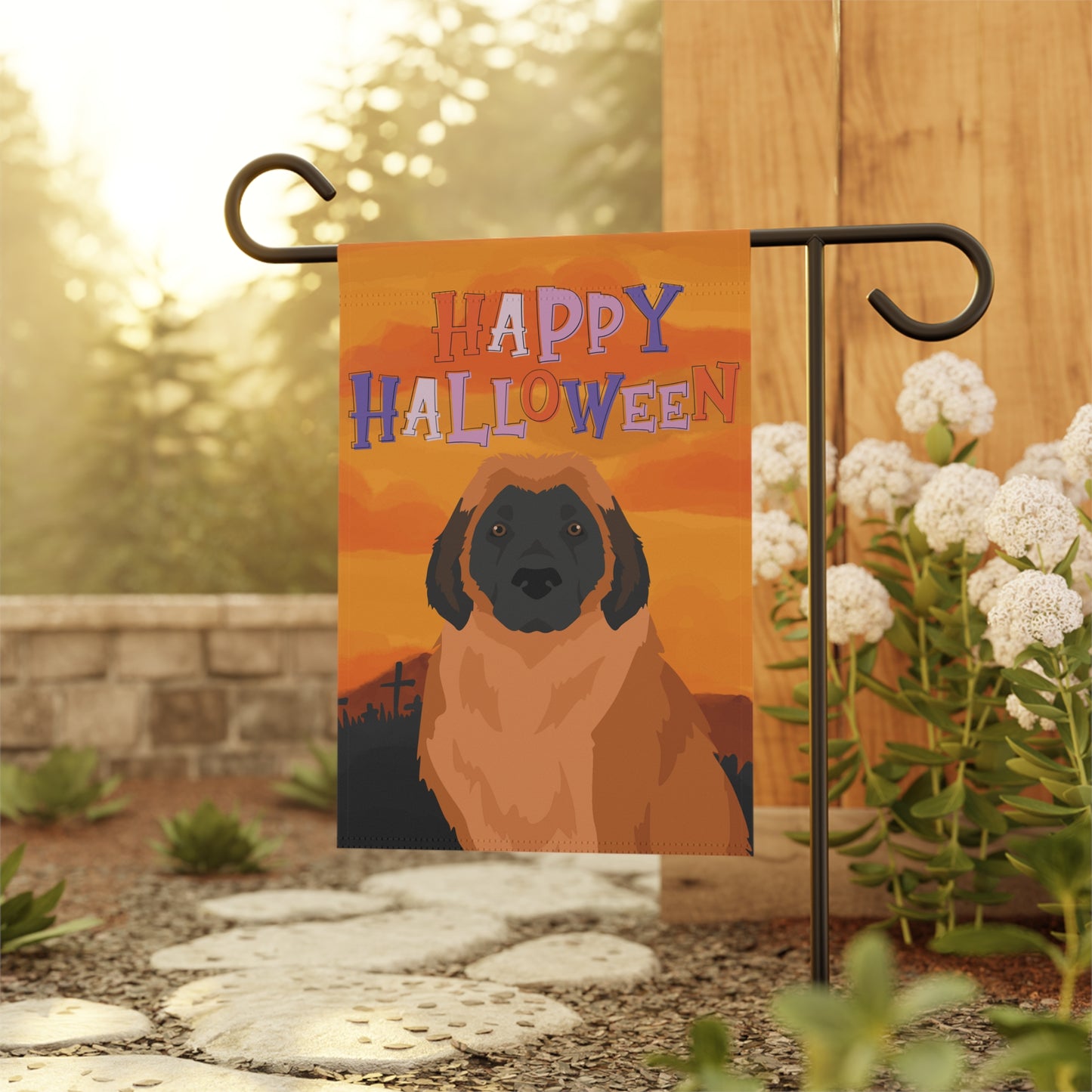 Leonberger Dog Halloween Garden Flag