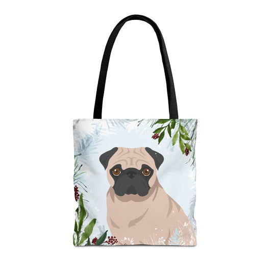 Pug Dog Christmas Holiday Tote Bag 16x16