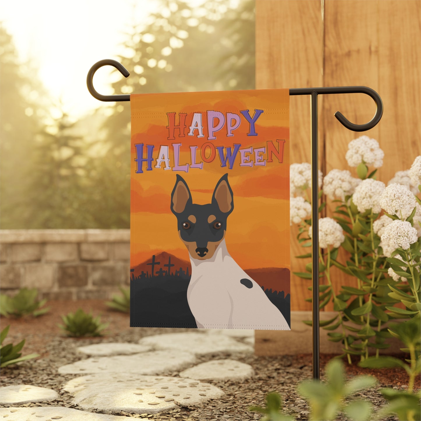 Toy Fox Terrier Dog Halloween Garden Flag