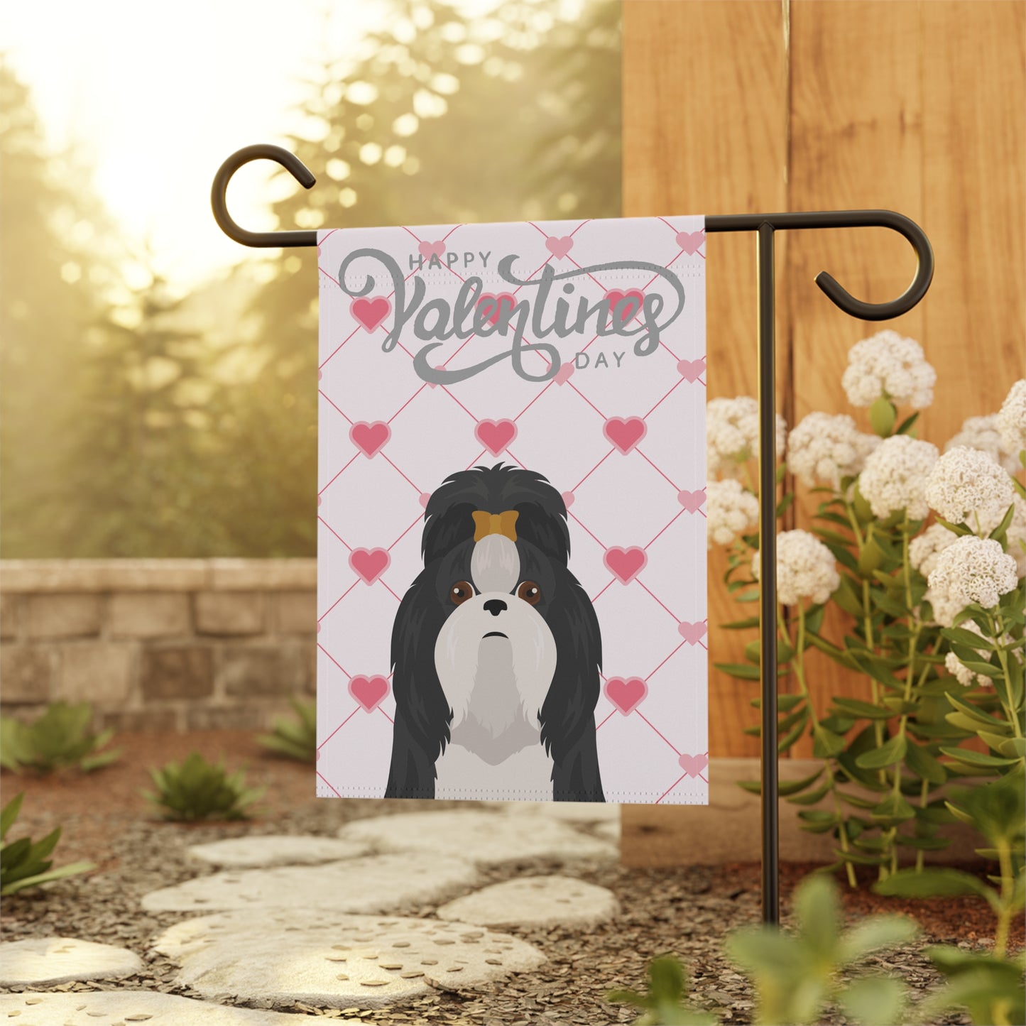 Shih Tzu Dog Valentines Day Garden Flag