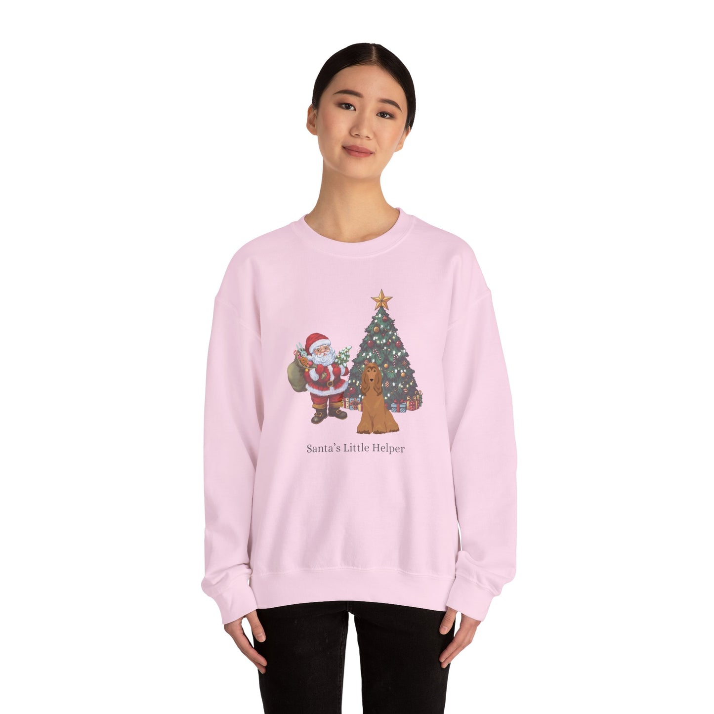 Afghan Hound Dog Santa's Little Helper Unisex Heavy Blend Crewneck Sweatshirt