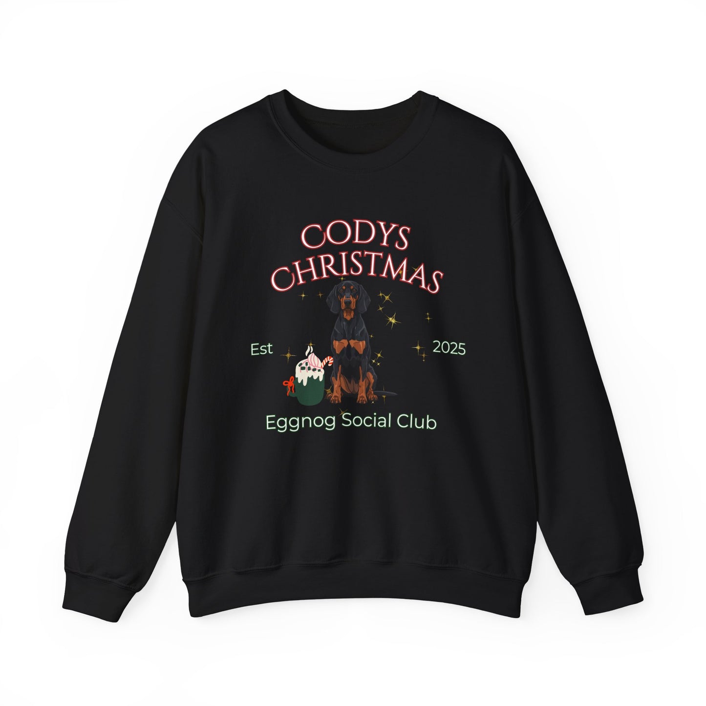 Black and Tan Coonhound  Dog Christmas Social Club Unisex Heavy Blend Crewneck Sweatshirt Custom Name