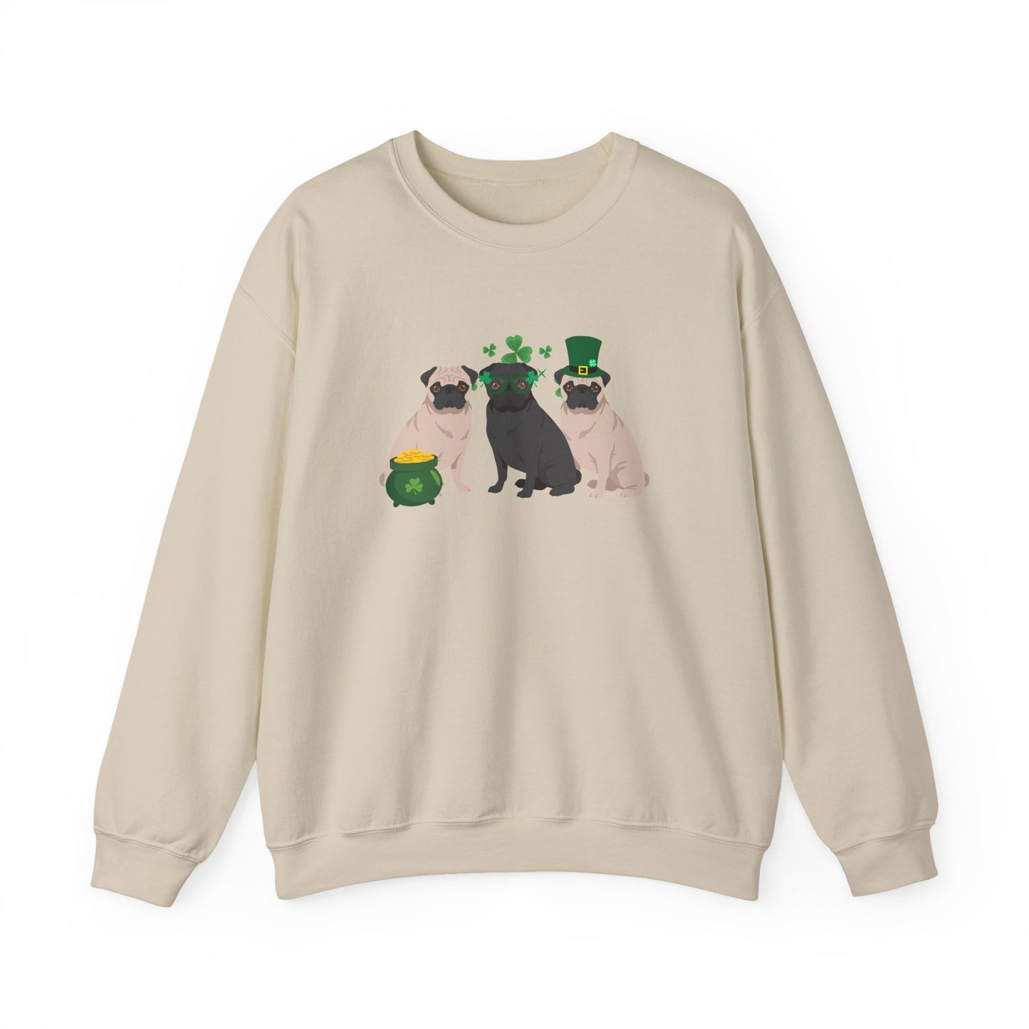 Pug Dog St Patricks Day Unisex Heavy Blend Crewneck Sweatshirt, St Pattys day, Cute Dog Mom Gift
