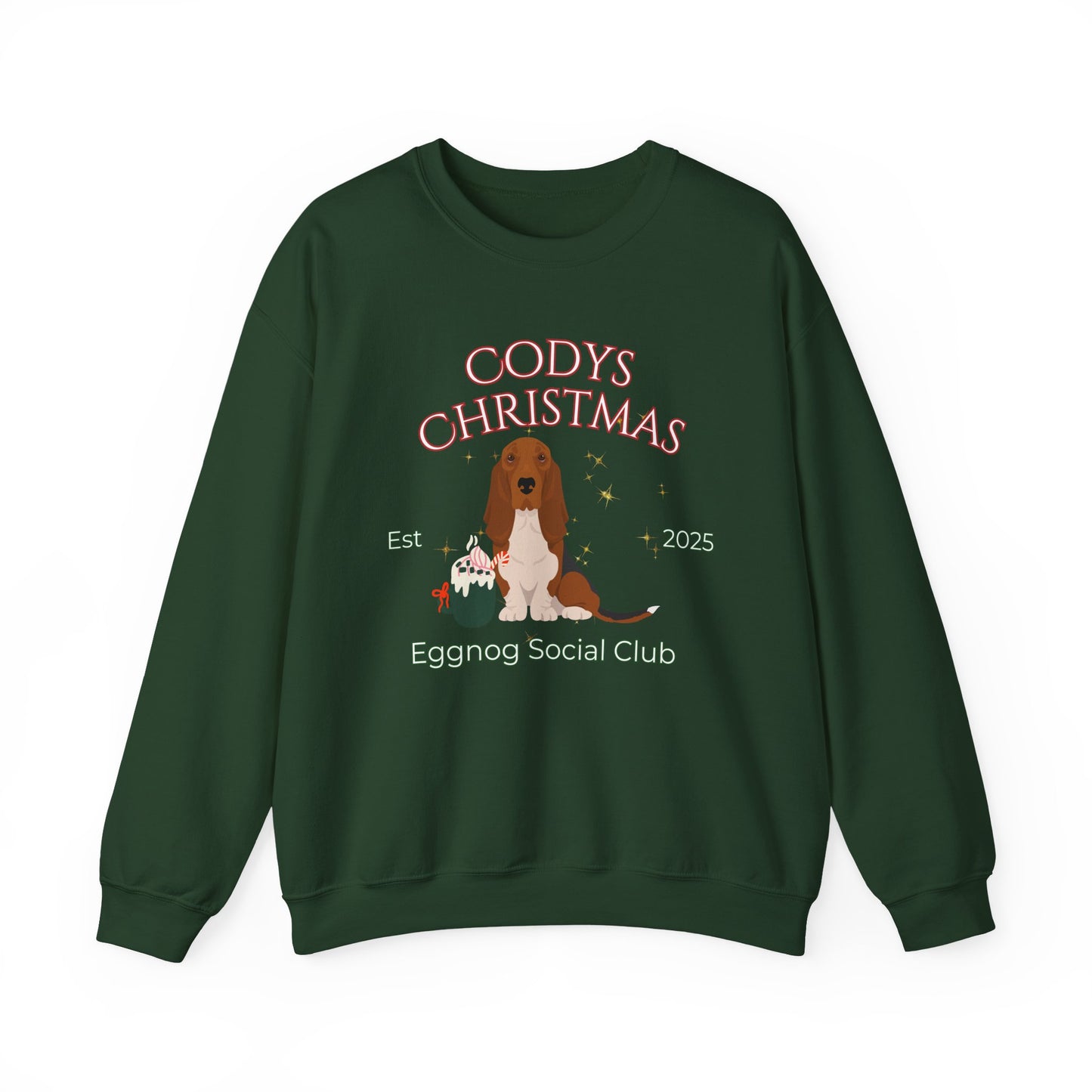 Basset Hound Dog Christmas Social Club Unisex Heavy Blend Crewneck Sweatshirt Custom Name