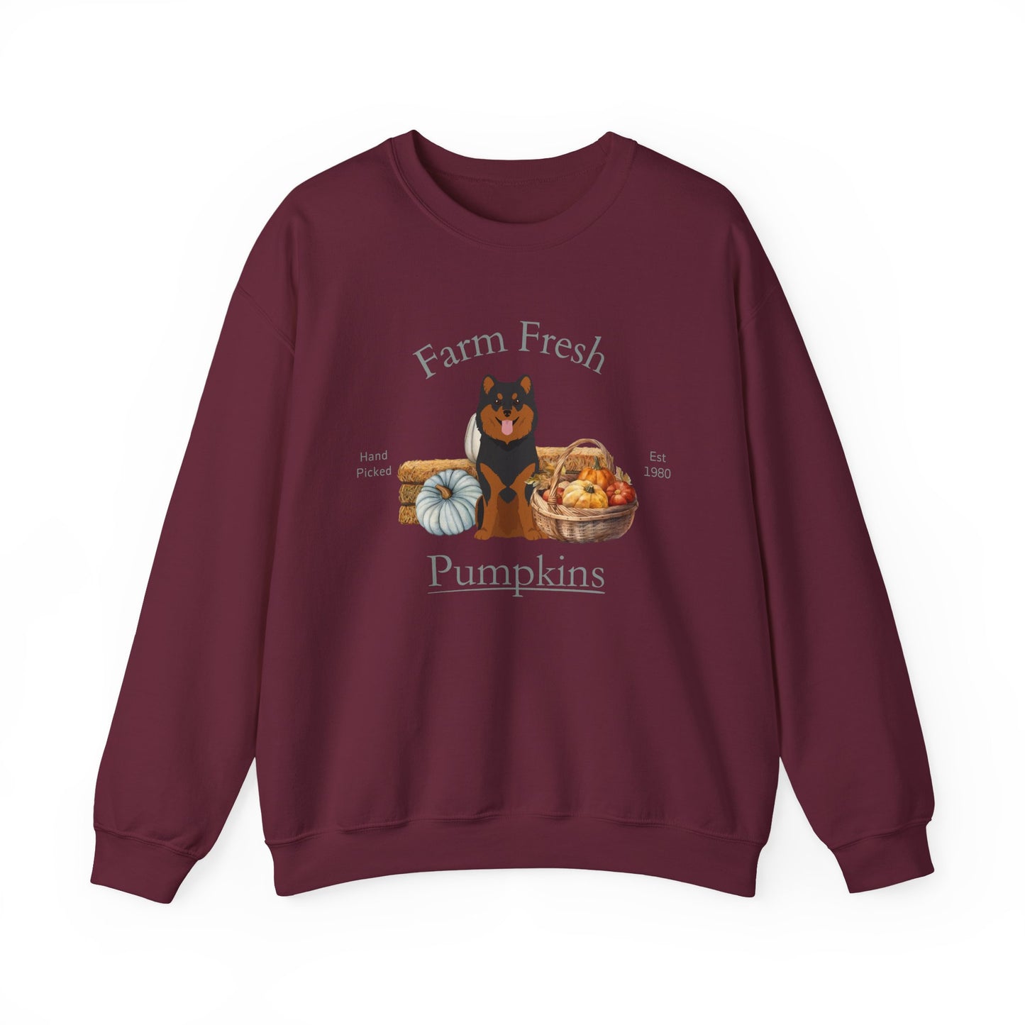 Finnish Lapphund Dog Fall Farm Fresh Unisex Heavy Blend Crewneck Sweatshirt