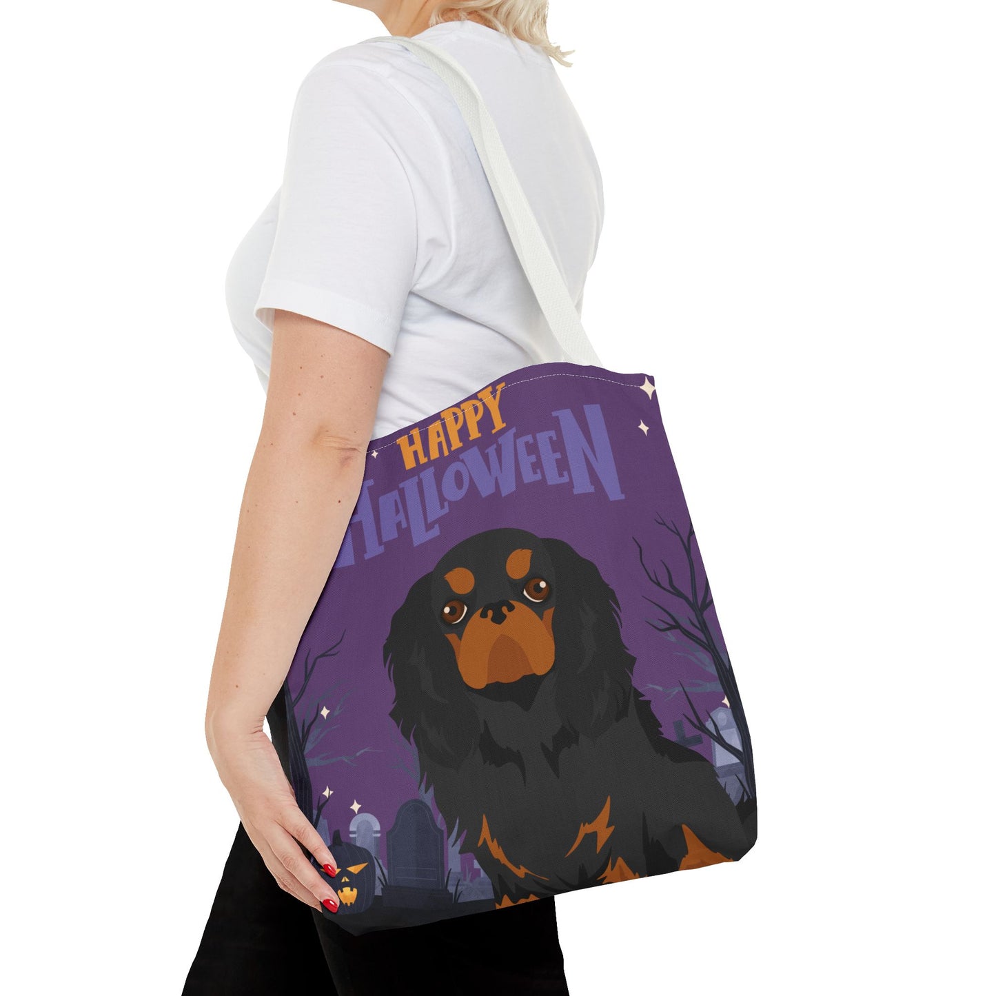 English Toy Spaniel Dog Happy Halloween Tote Bag 16x16